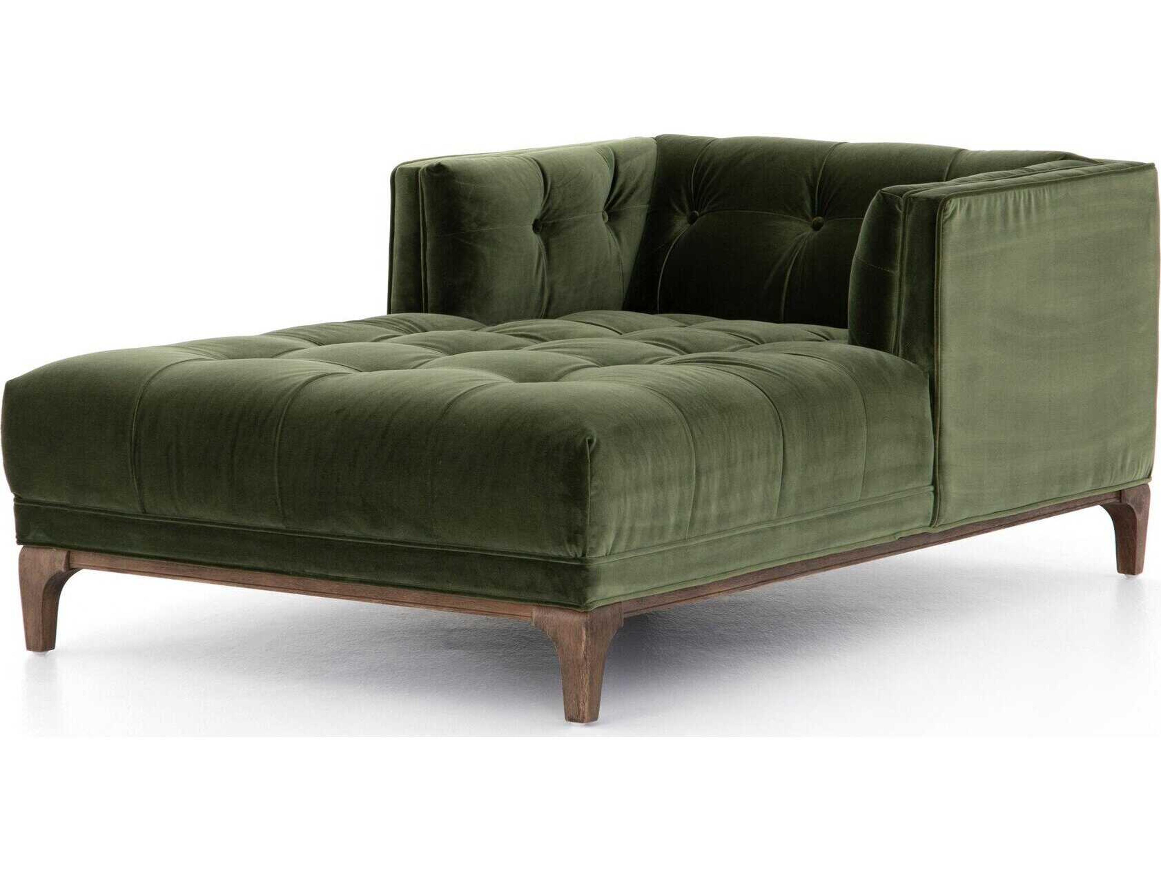 Four Hands Kensington Dylan Sapphire Olive Aspen Grey Green Upholstered Chaise