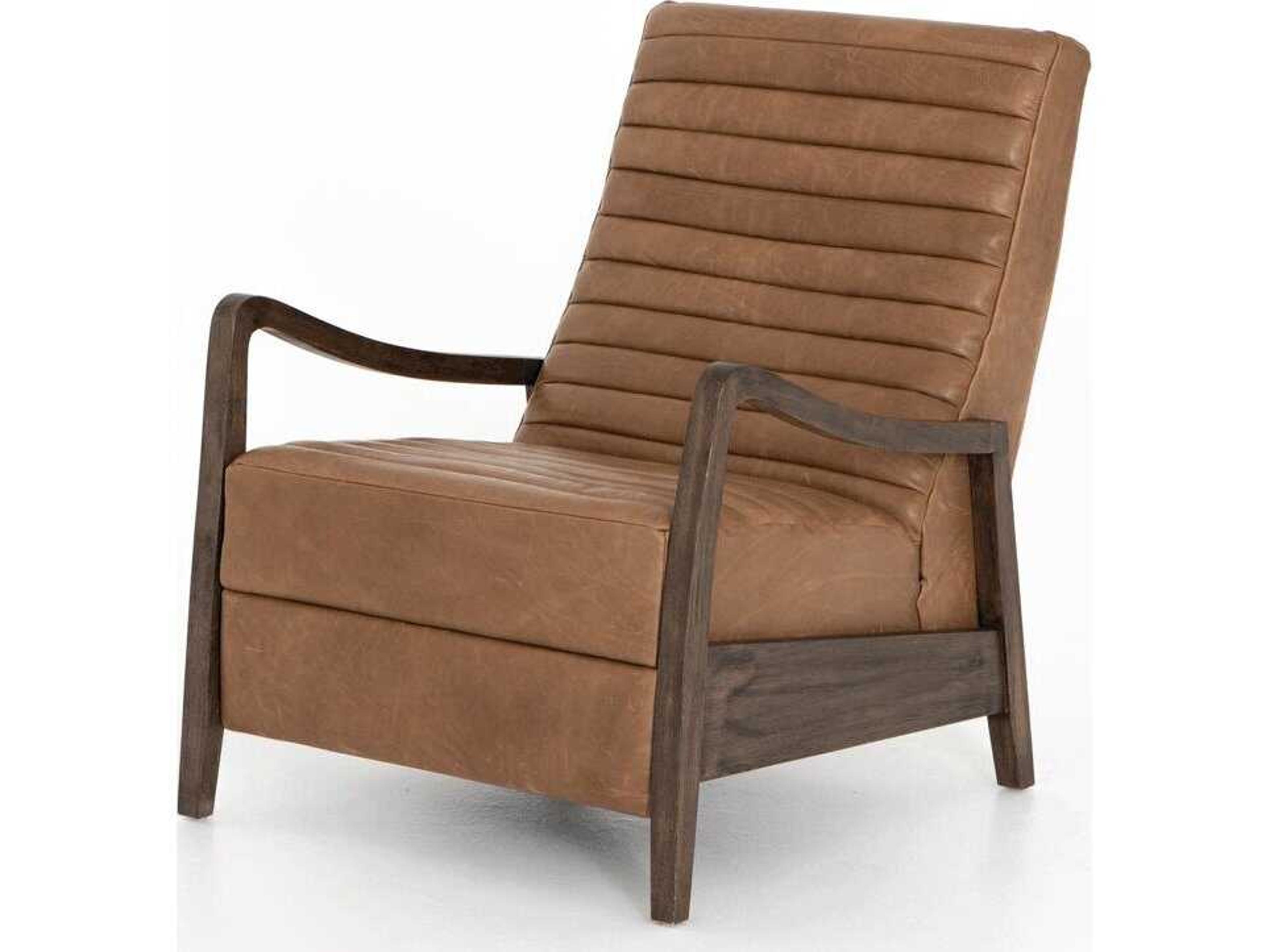 Luxecor Globetrotter Chance Dakota Warm Taupe Rubbed Sienna Brown Leather Recliner