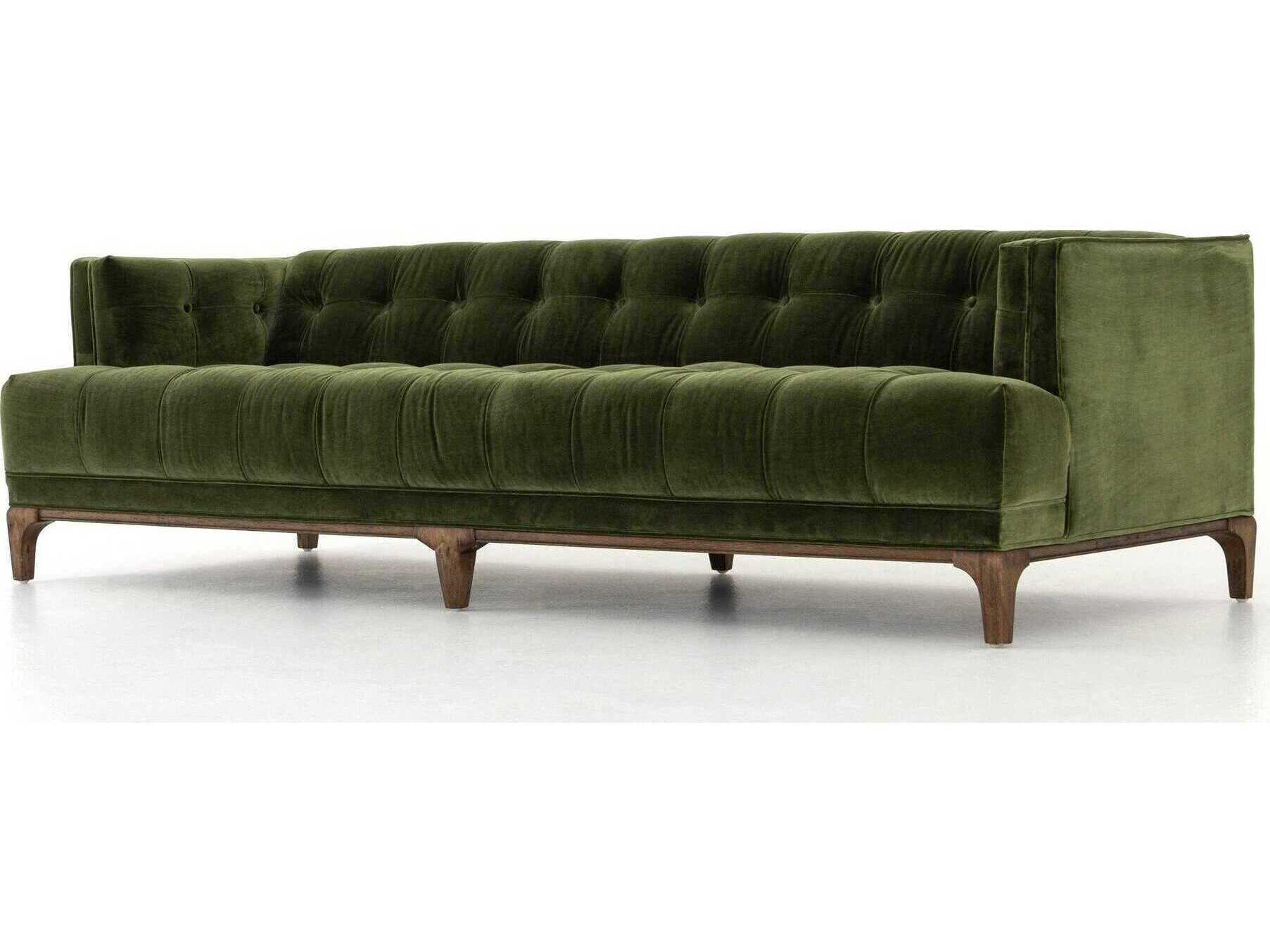 Four Hands Kensington Dylan Sapphire Olive Aspen Grey Green Upholstered Sofa