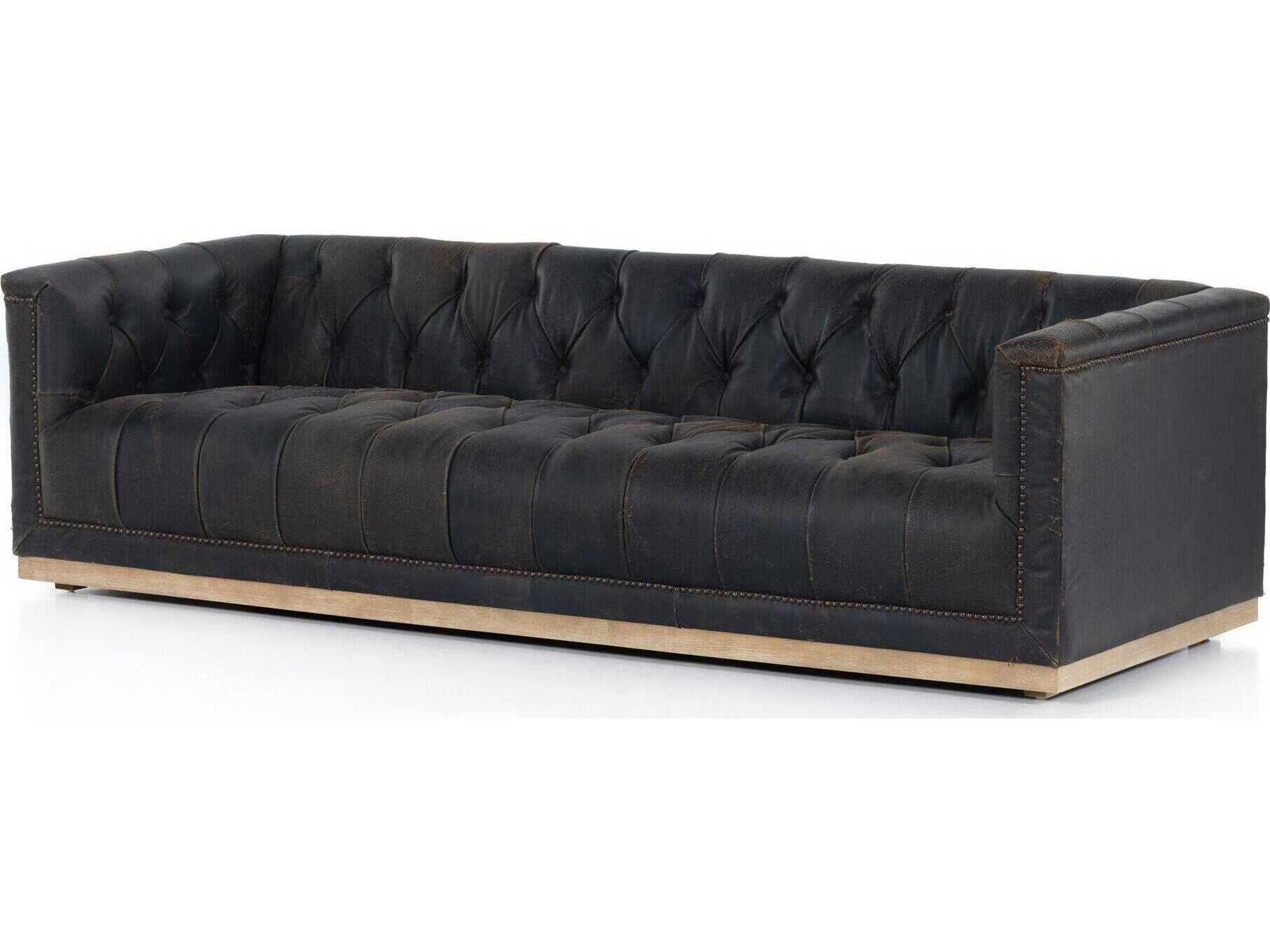 Four Hands Kensington Maxx Destroyed Black 95" Sofa