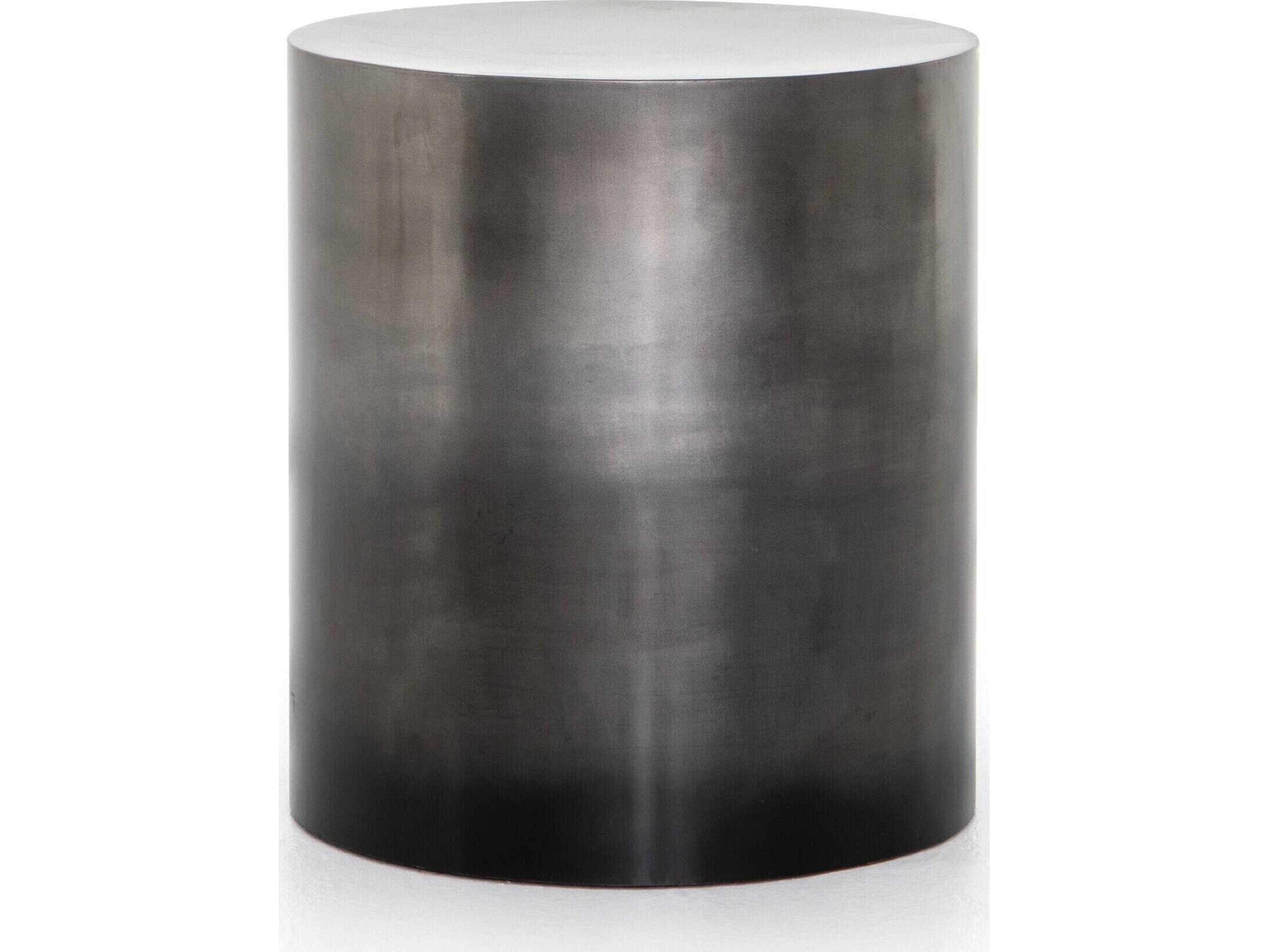 Four Hands Asher Cameron Round Metal Ombre Antique Pewter End Table