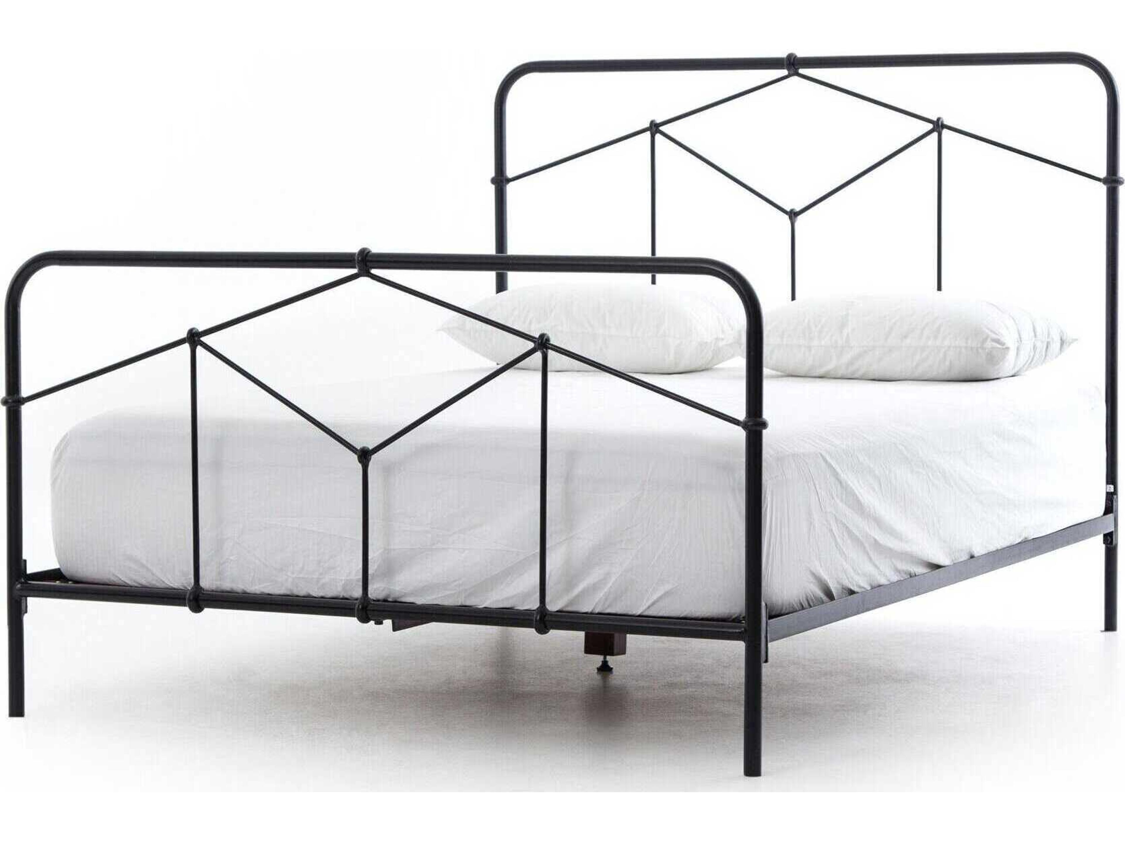 Four Hands Primitive Casey Sandblasted Vintage Black Dark Natural Acacia Wood Queen Panel Bed