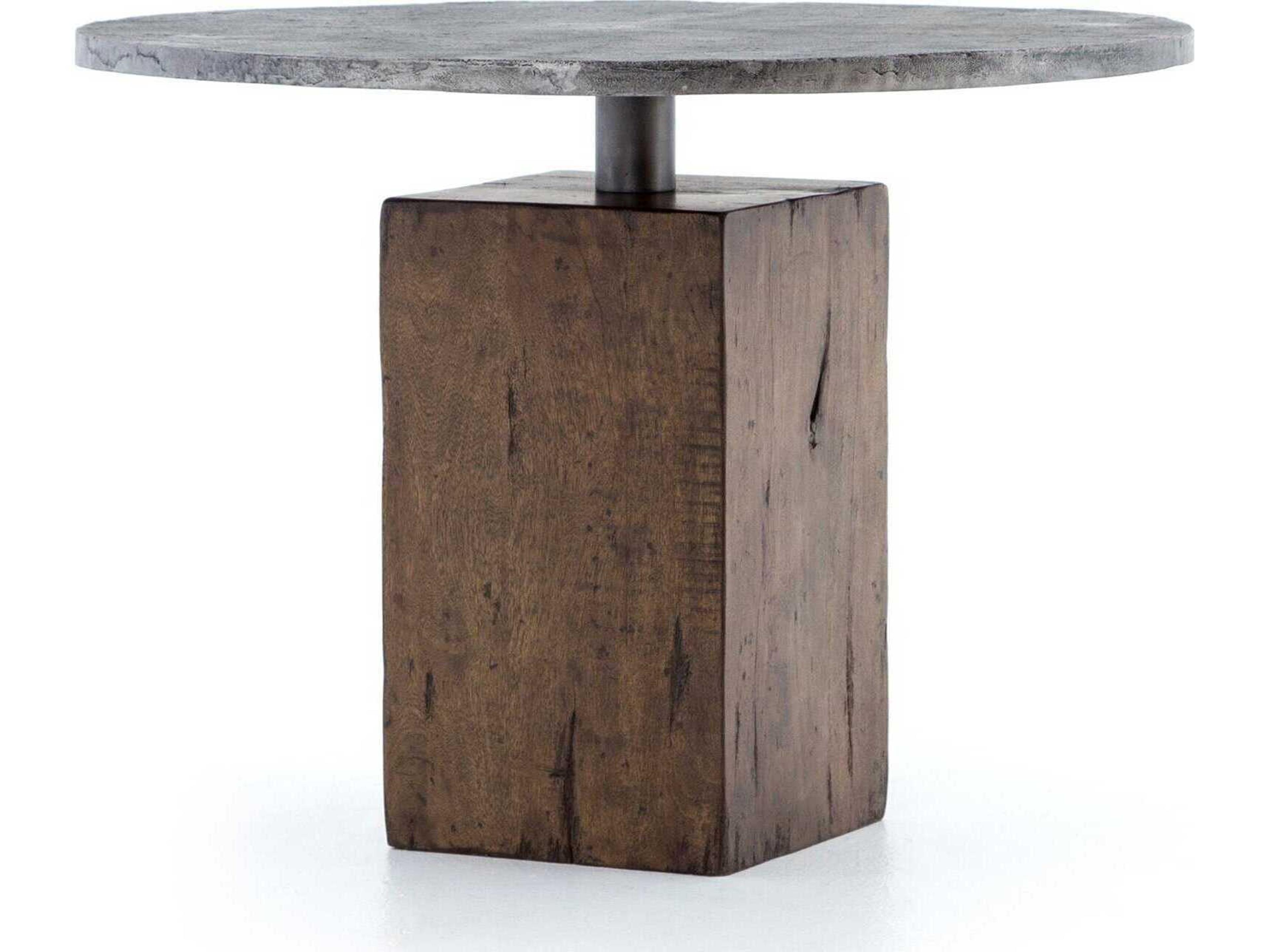 Four Hands Harmon Boomer Round Tanner Brown Light Gunmetal Dining Table