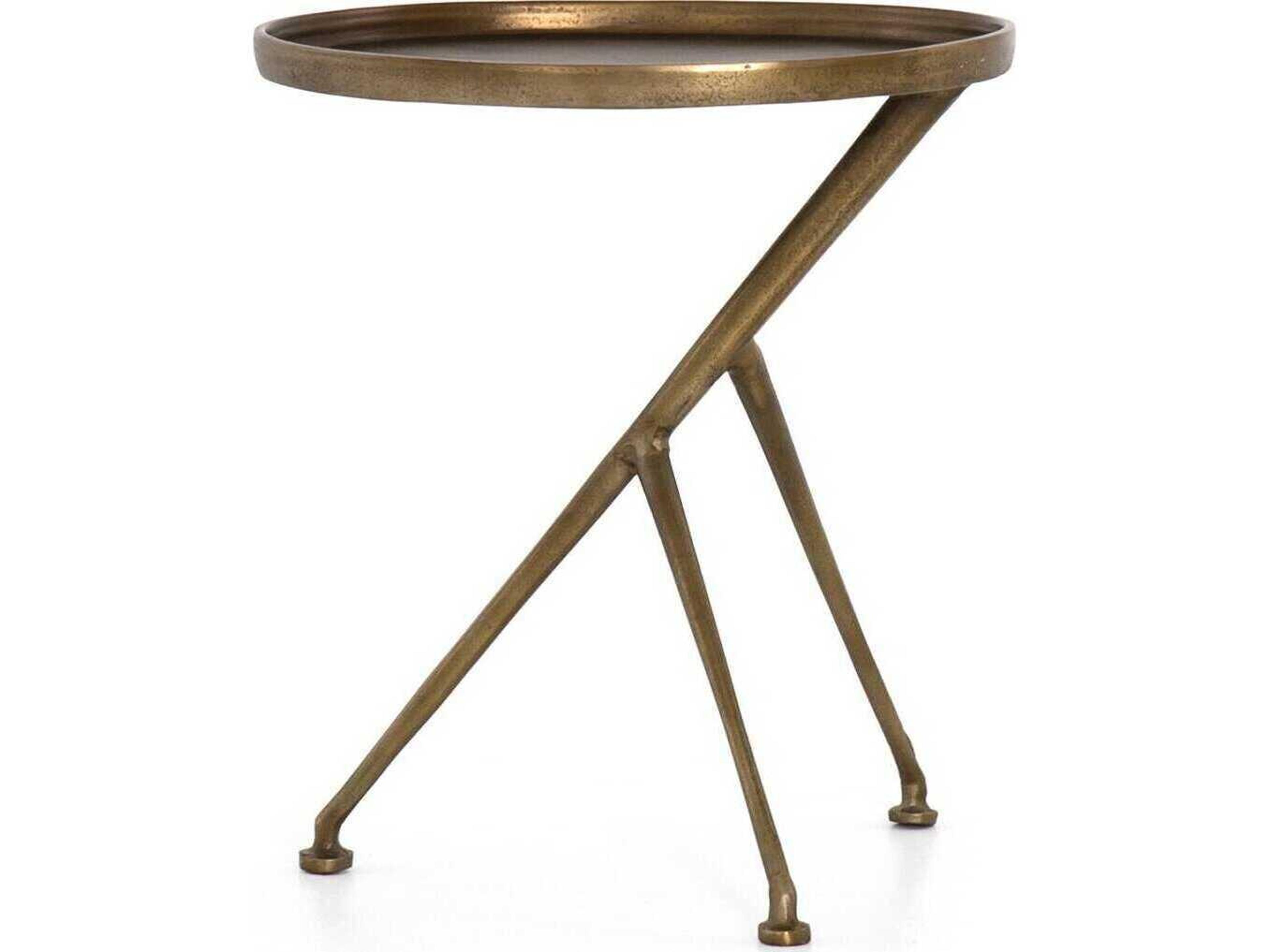 Four Hands Marlow Schmidt Oval Metal Raw Antique Brass End Table