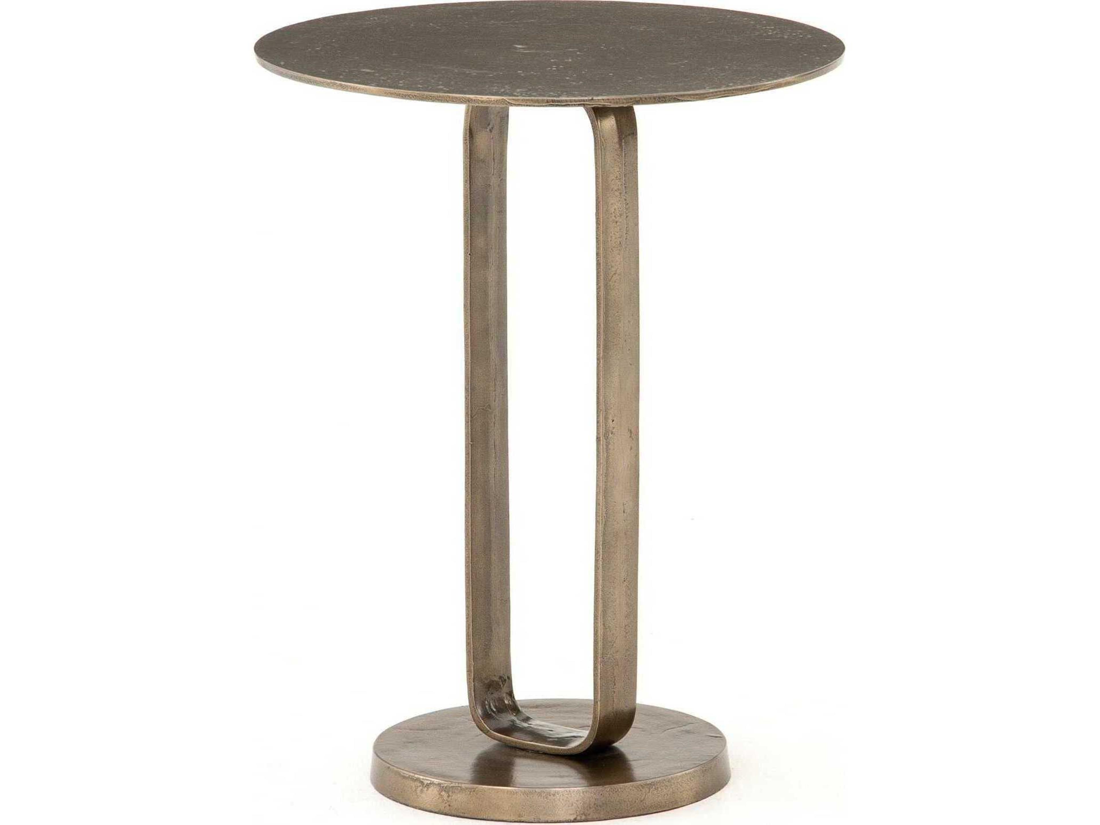 Four Hands Marlow Douglas Round Metal Aged Bronze End Table
