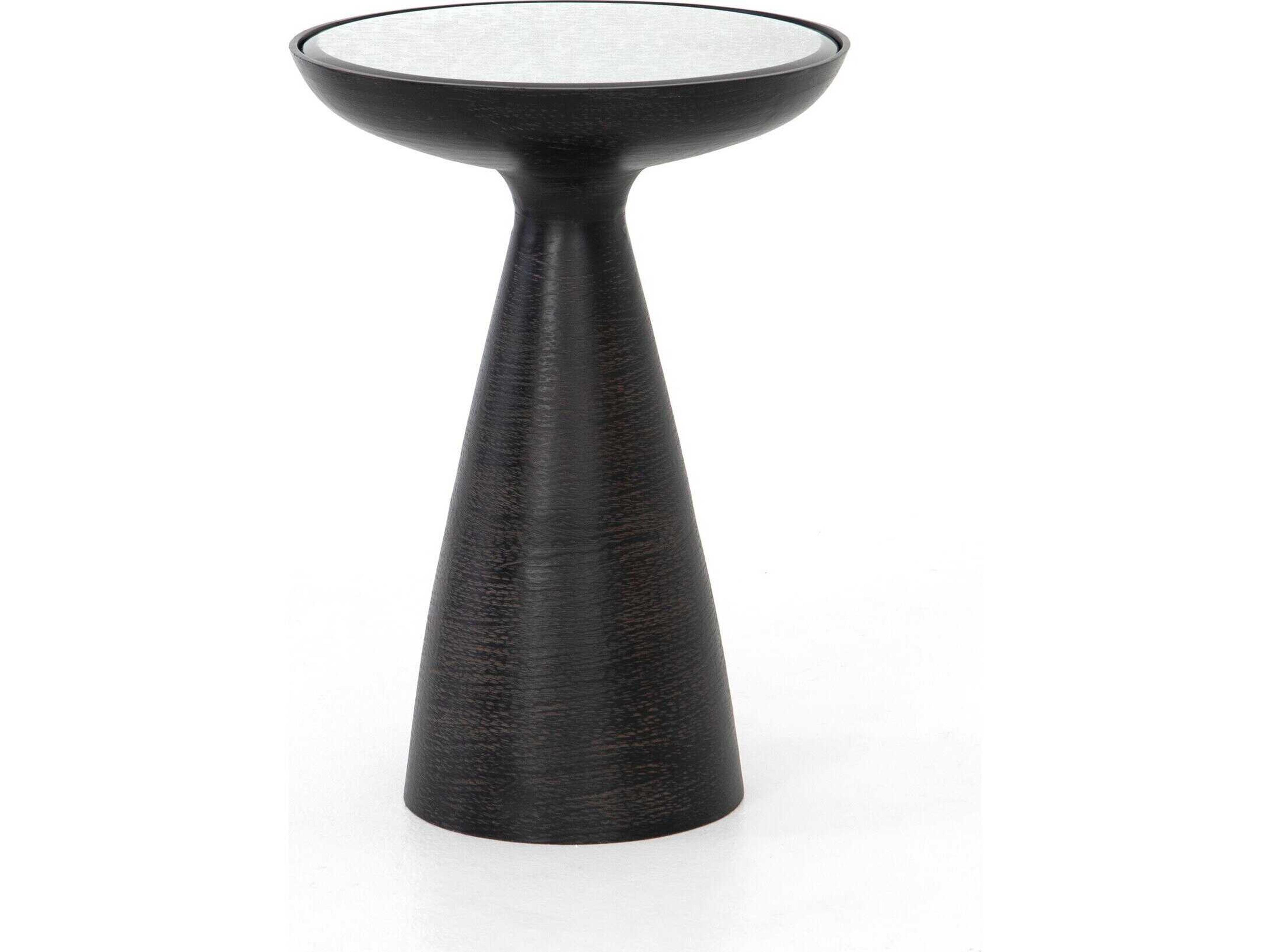 Four Hands Marlow Round Brushed Bronze Ash Glass End Table