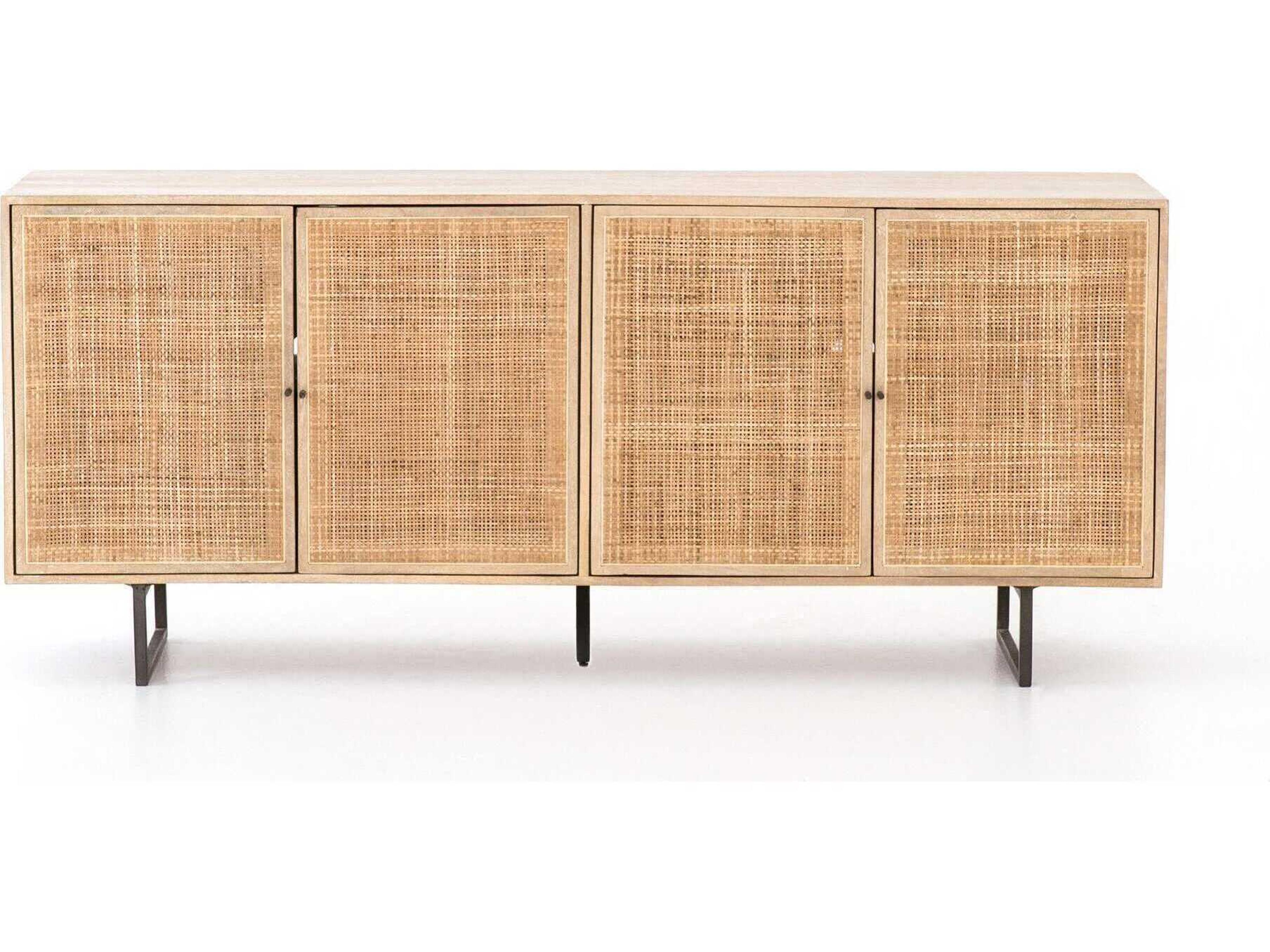 Luxecor Globetrotter Carmel 72" Mango Wood Natural Cane Gunmetal Sideboard