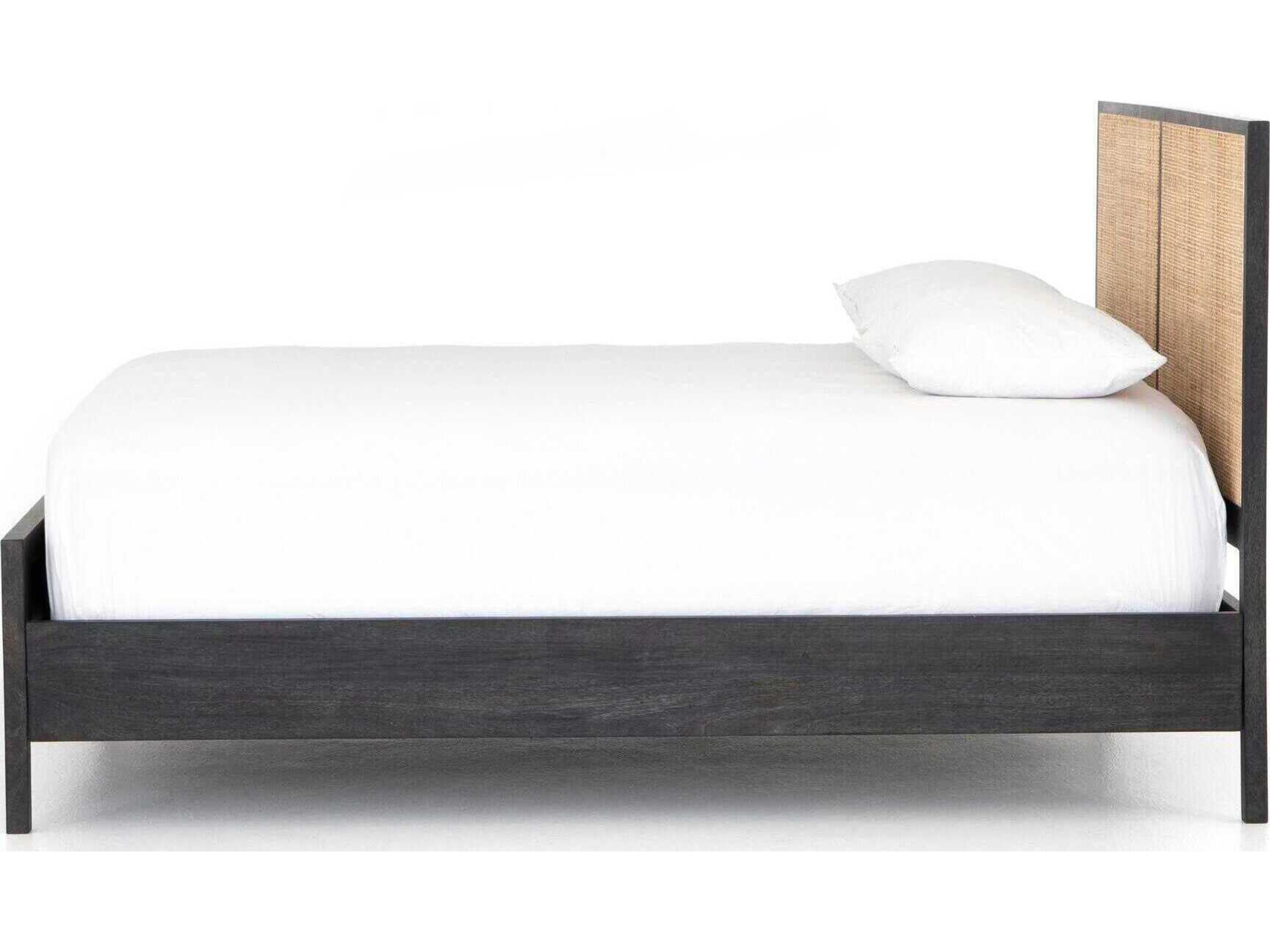Prescott Sydney Black Wash Natural Cane Mango Wood Twin Panel Bed