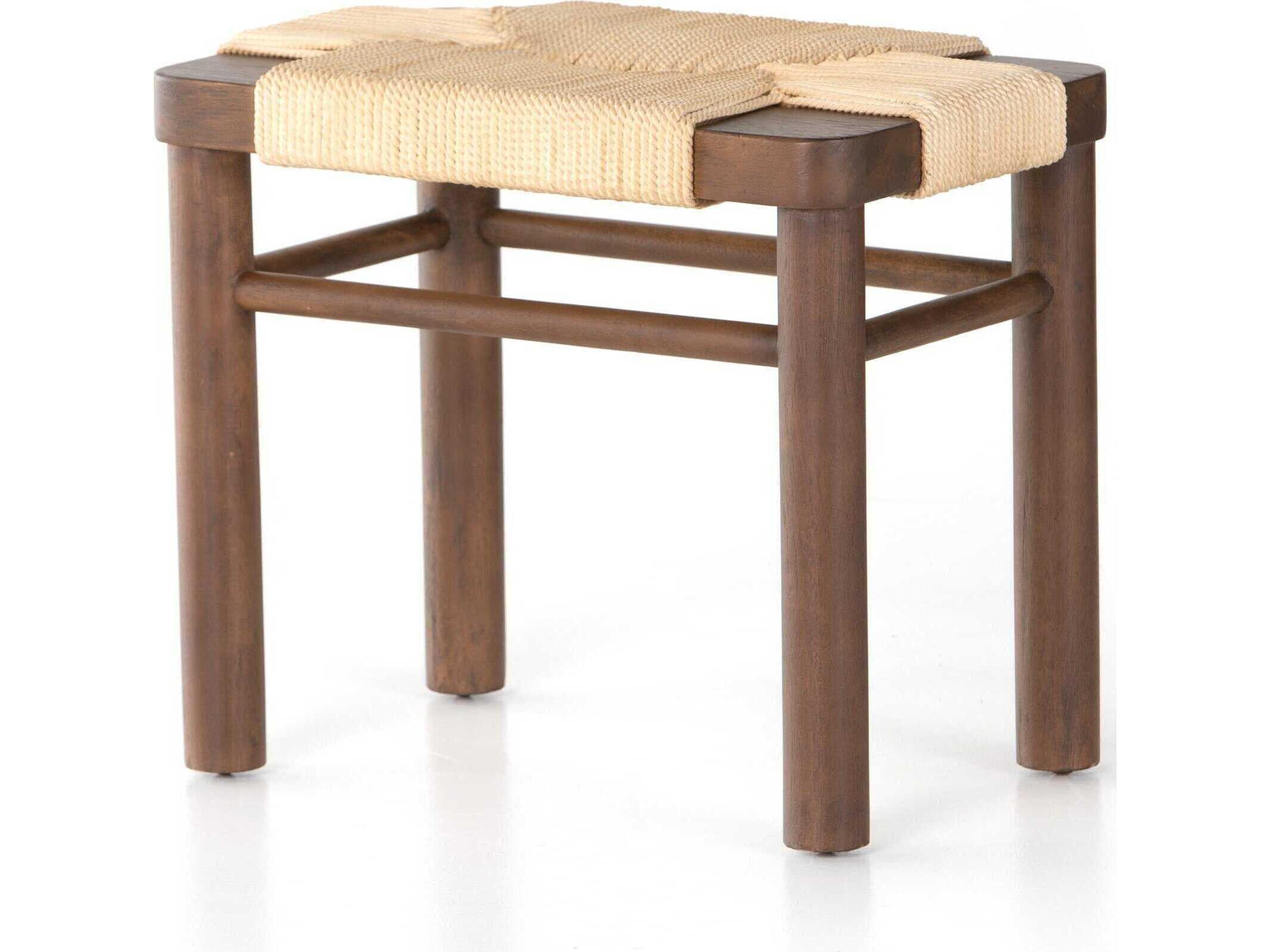 Four Hands Grass Roots Russet Mahogany Vintage Cotton Brown Accent Stool