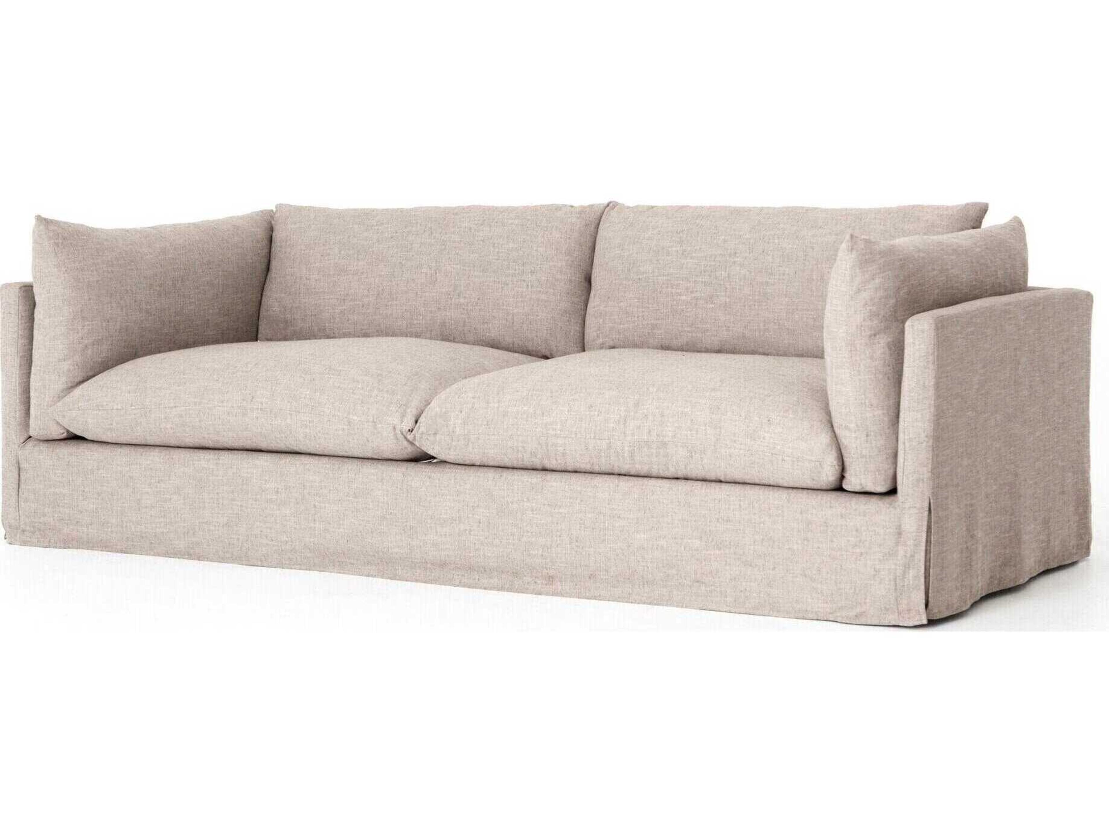 Four Hands Atelier Habitat Valley Nimbus Dark Walnut Gray Upholstered Sofa