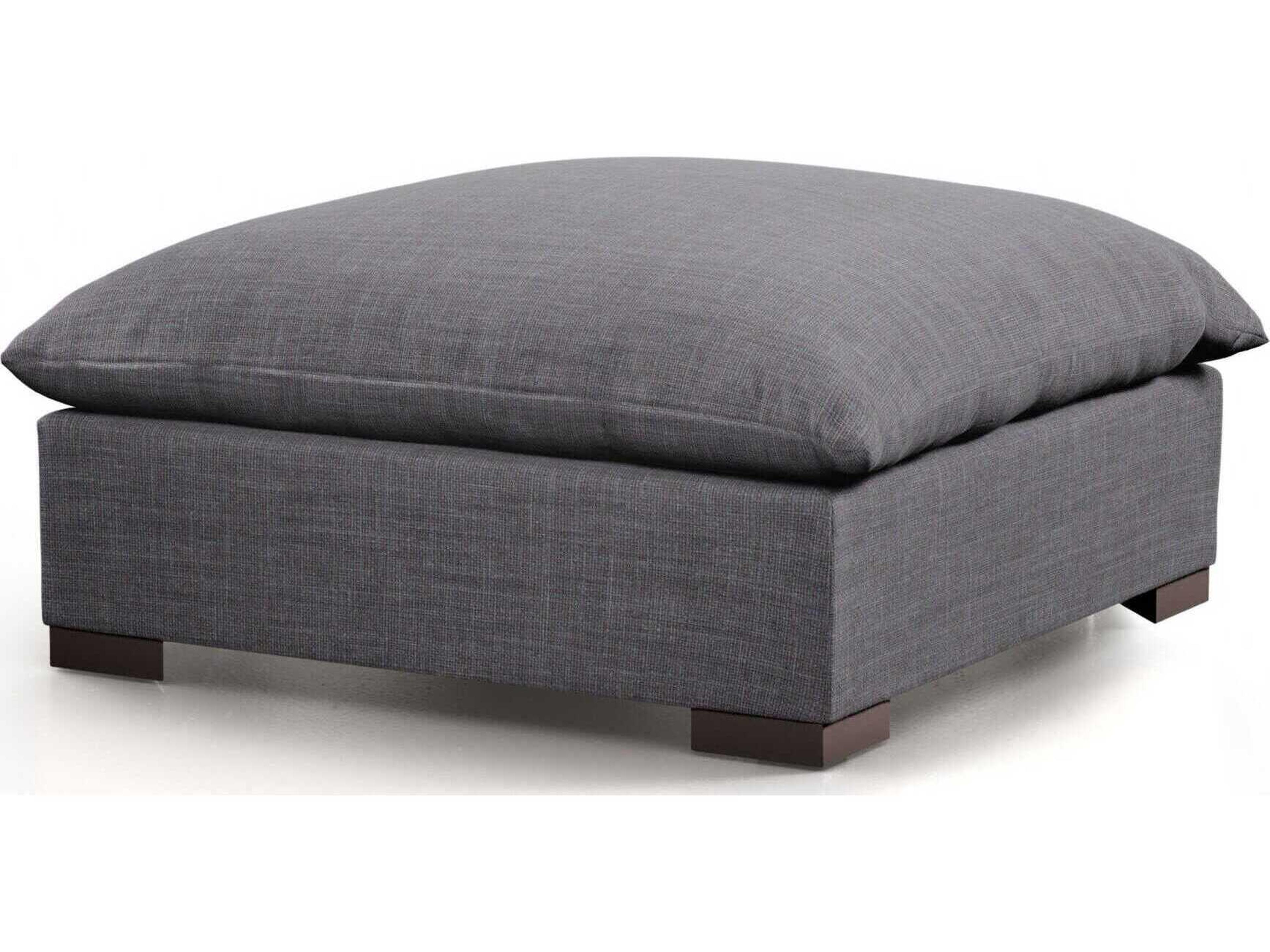 Four Hands Atelier Westwood Espresso Bennett Charcoal Gray Upholstered Ottoman