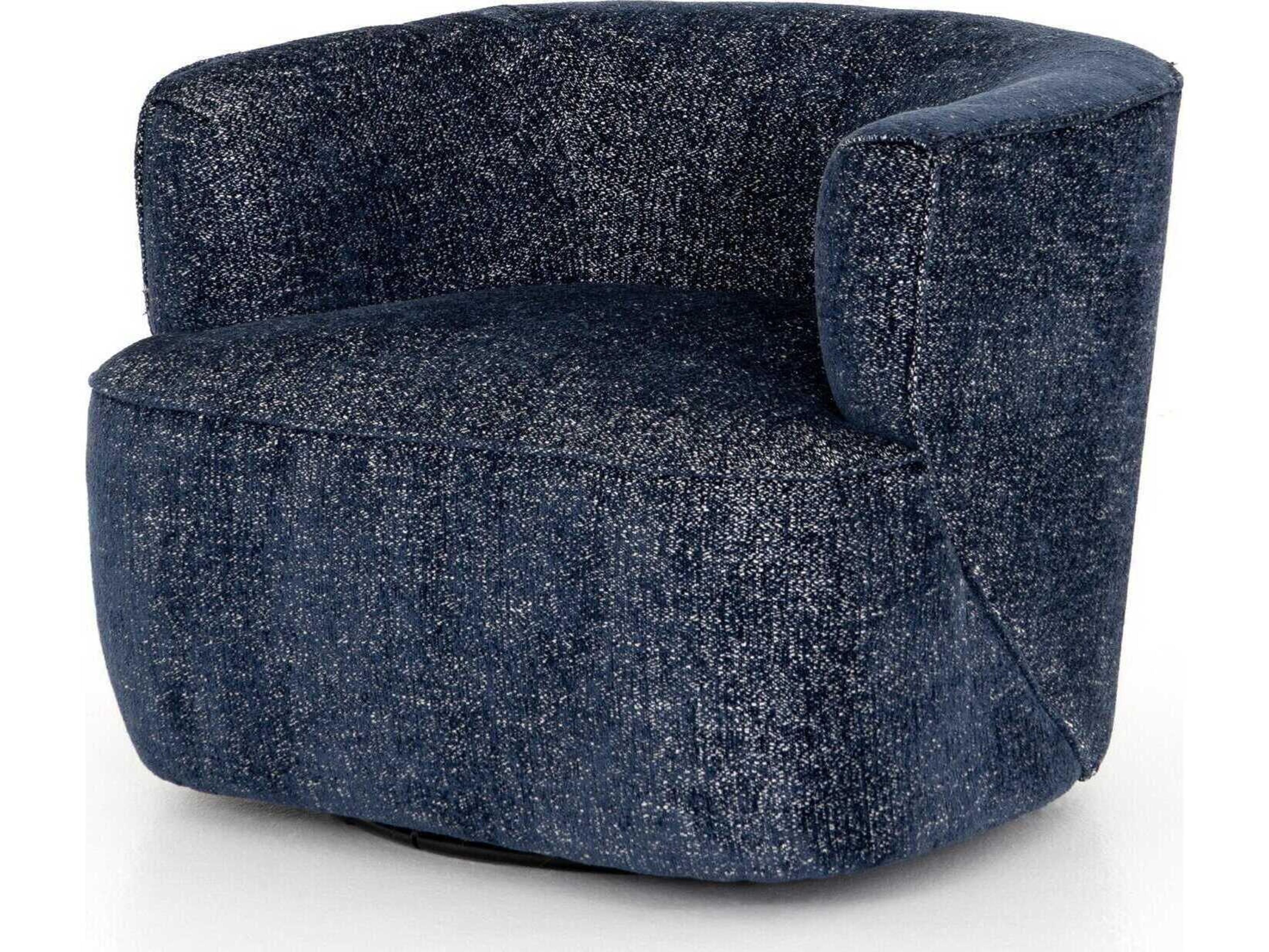 Four Hands Atelier Mila Swivel Blue Fabric Accent Chair