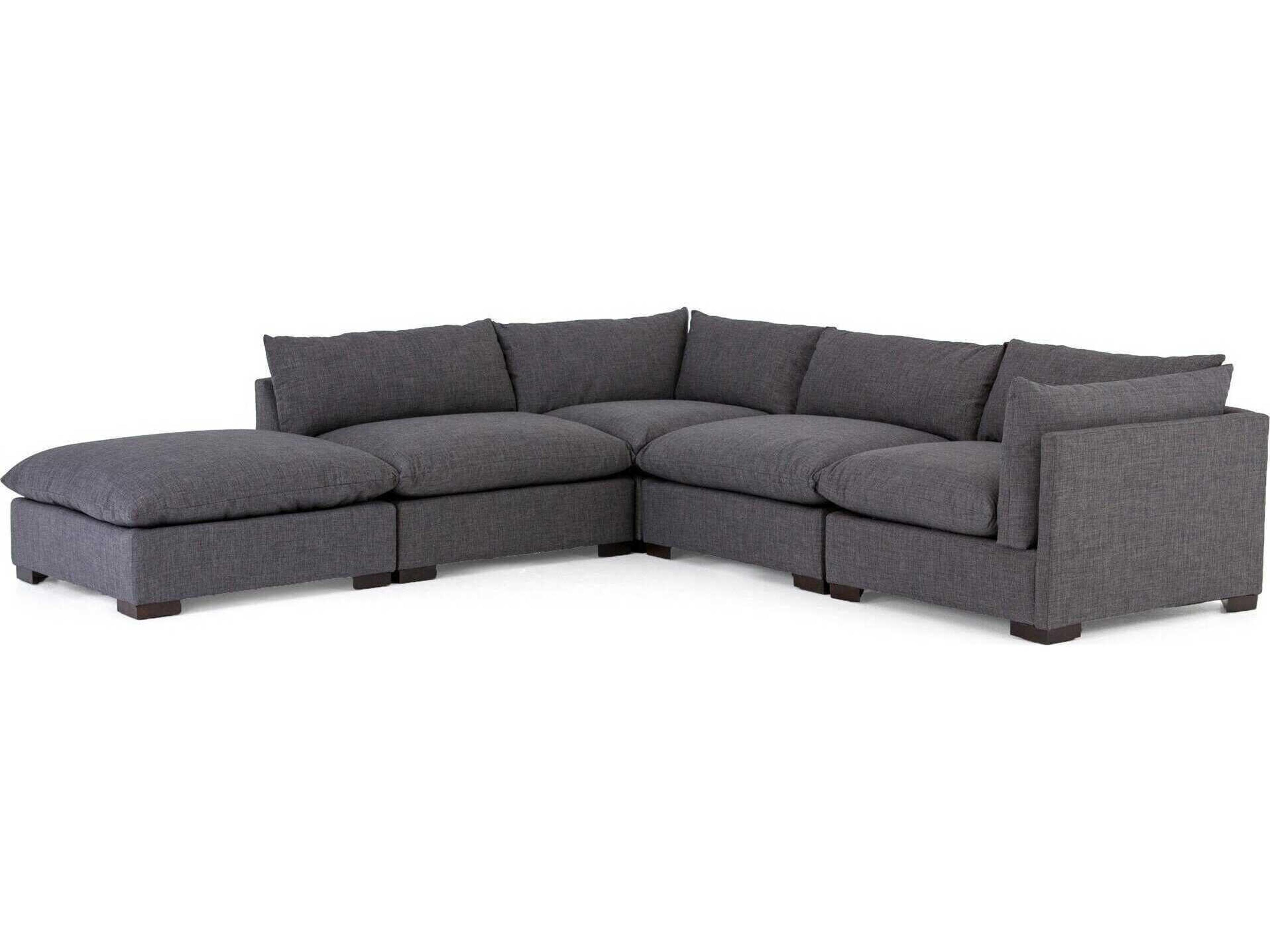 Four Hands Atelier Westwood 4 - Piece Gray Upholstered Sectional Sofa with Ottoman