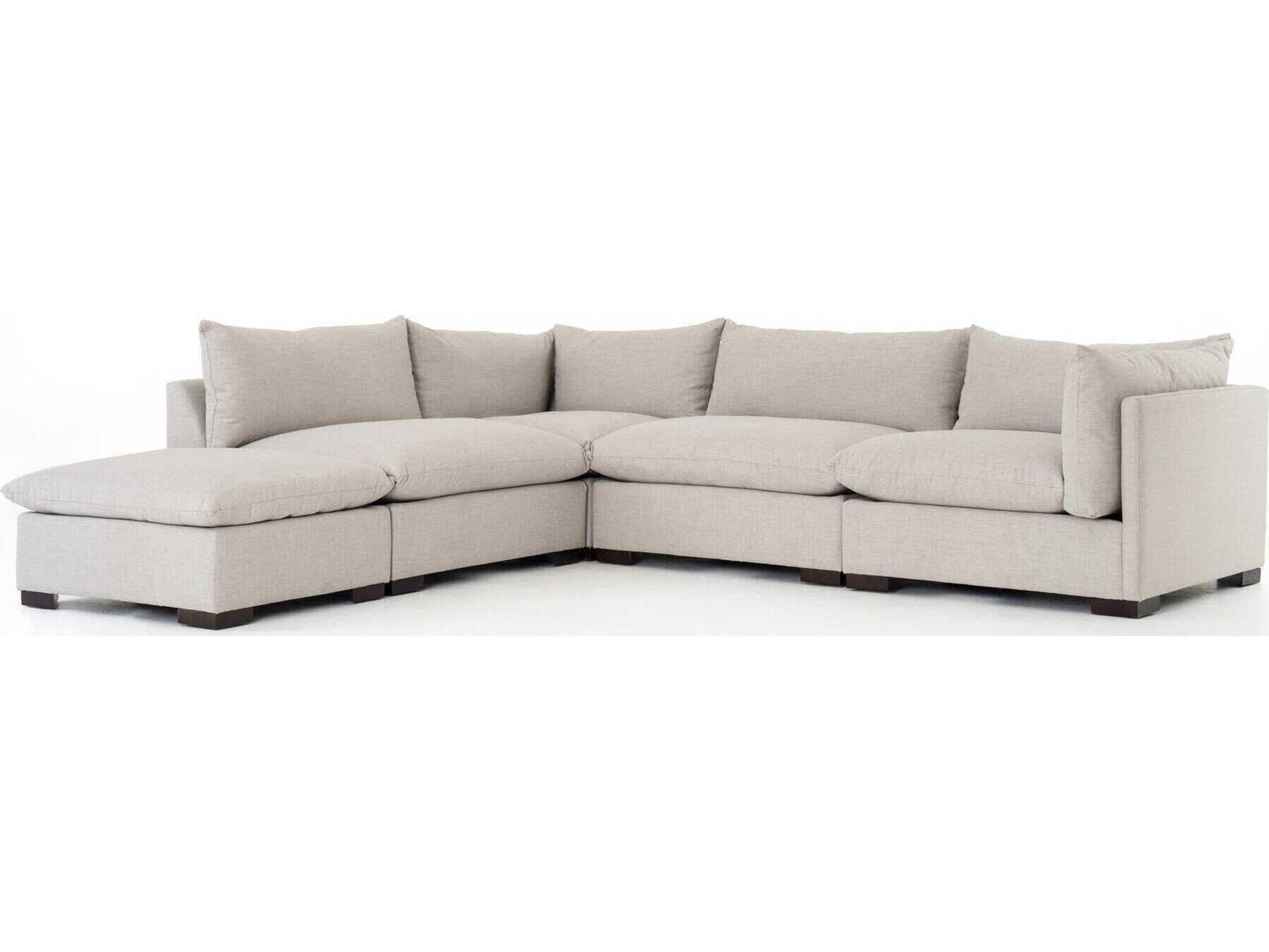 Four Hands Atelier Westwood 4 - Piece Beige Upholstered Sectional Sofa with Ottoman