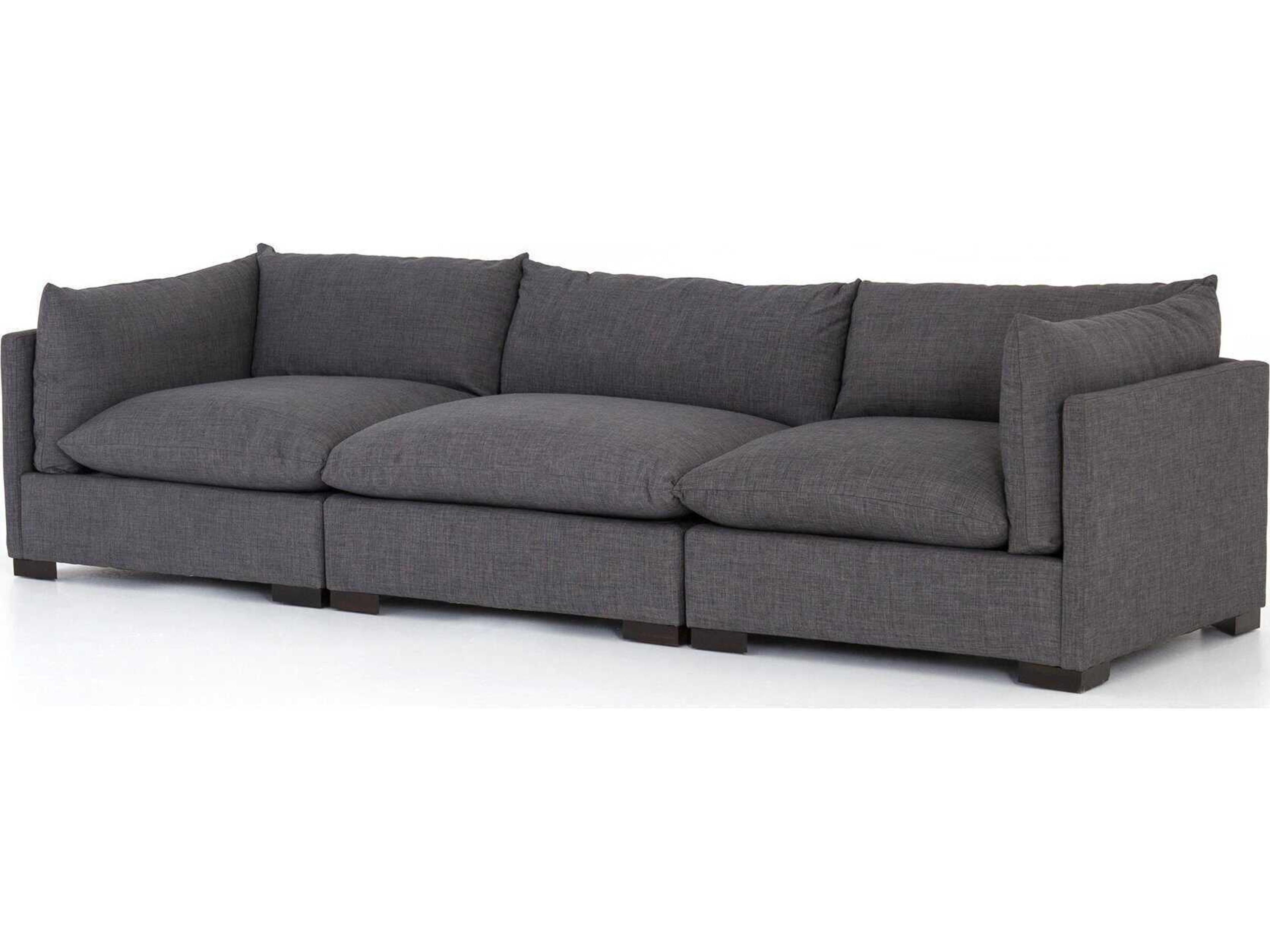 Four Hands Atelier Westwood 3 - Piece Sectional Espresso Bennett Charcoal Gray Upholstered Sofa