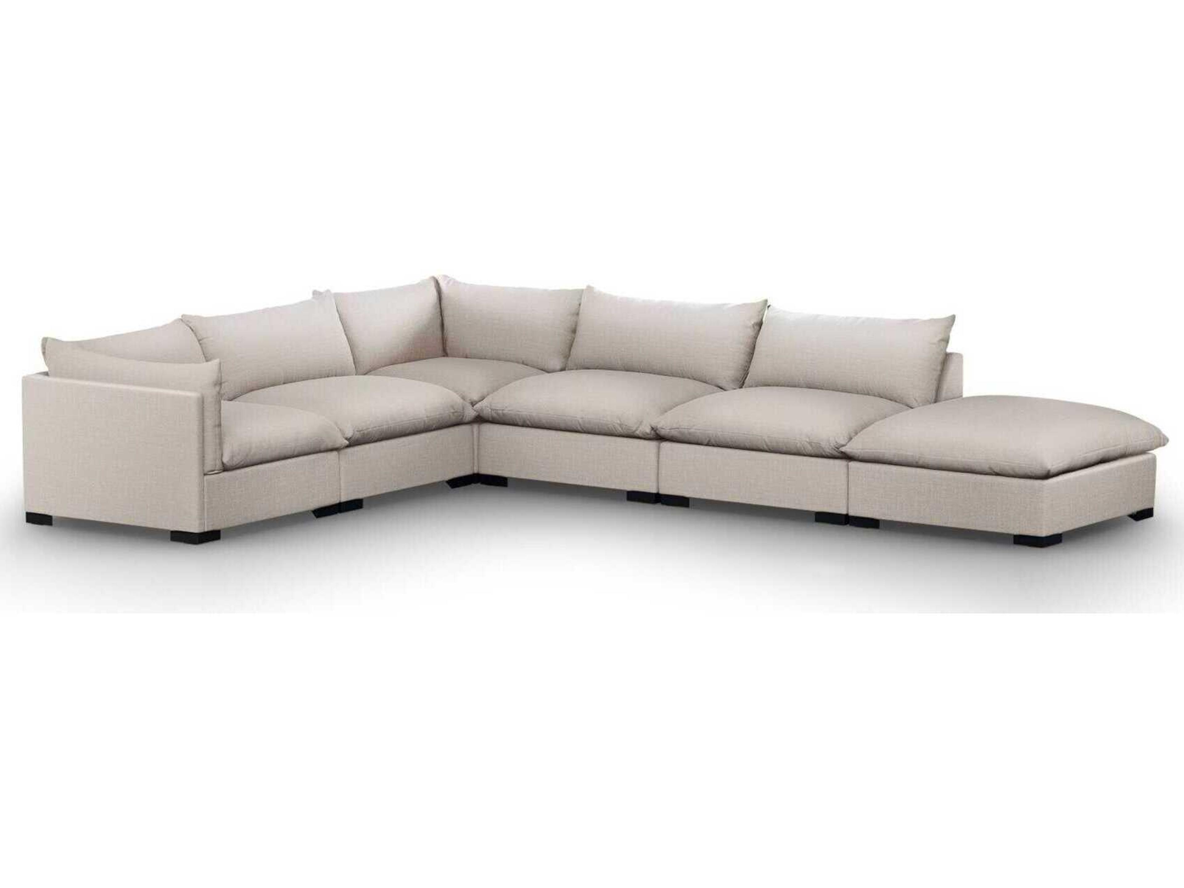 Four Hands Atelier Westwood 5 - Piece Beige Upholstered Sectional Sofa with Ottoman