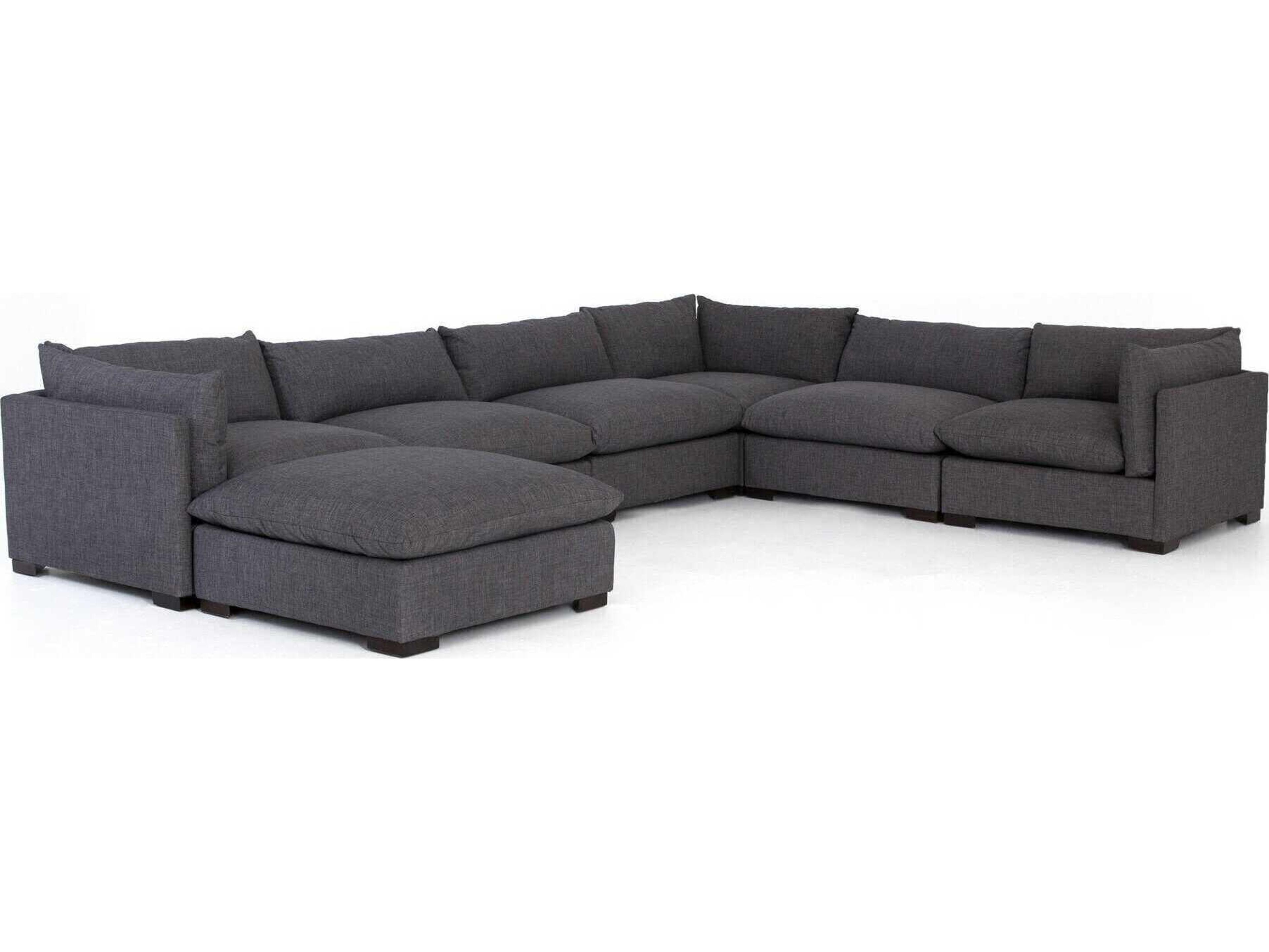 Four Hands Atelier Westwood 6 - Piece Gray Upholstered Sectional Sofa with Ottoman