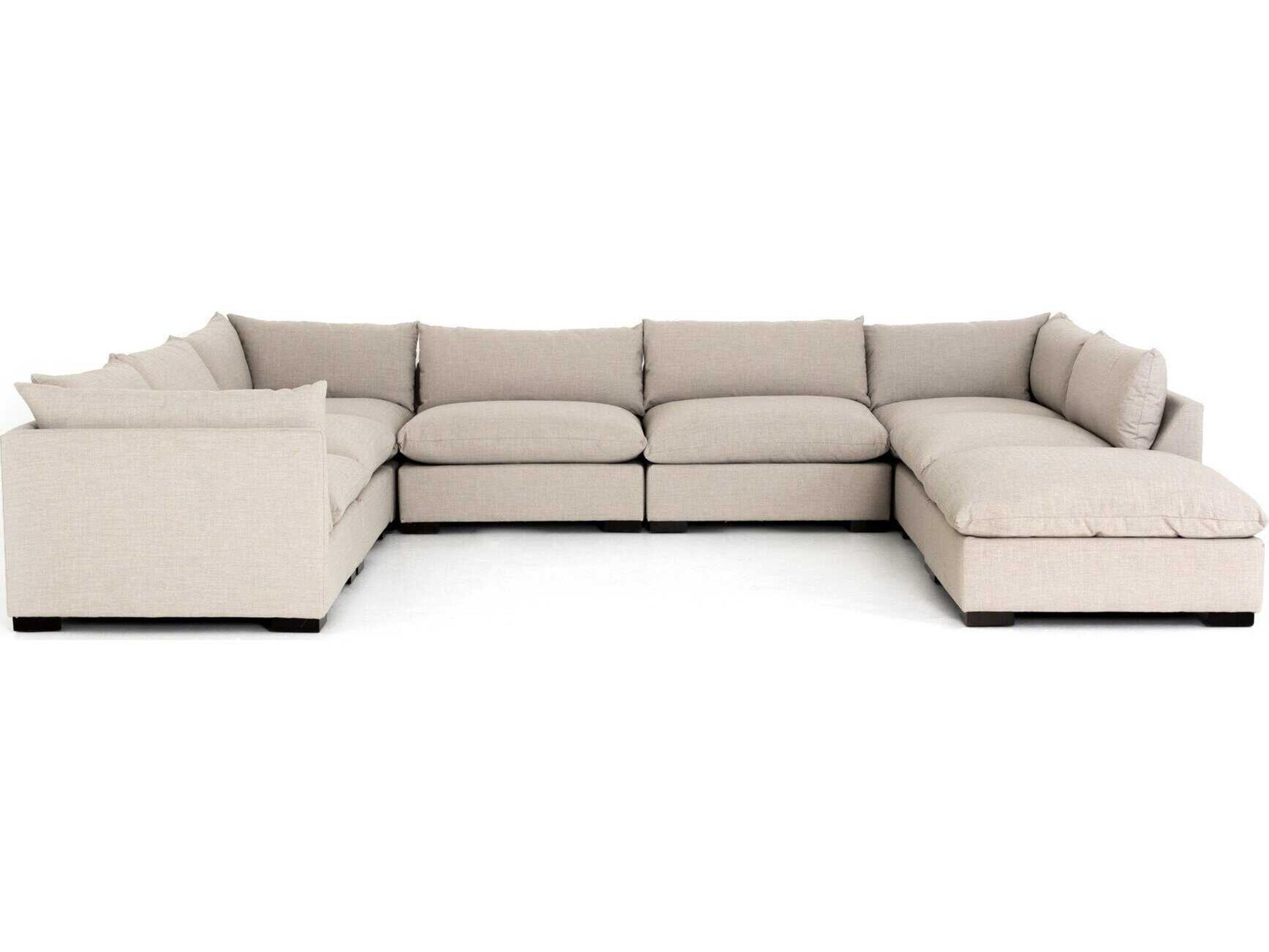 Four Hands Atelier Westwood 7 - Piece Beige Upholstered Sectional Sofa with Ottoman