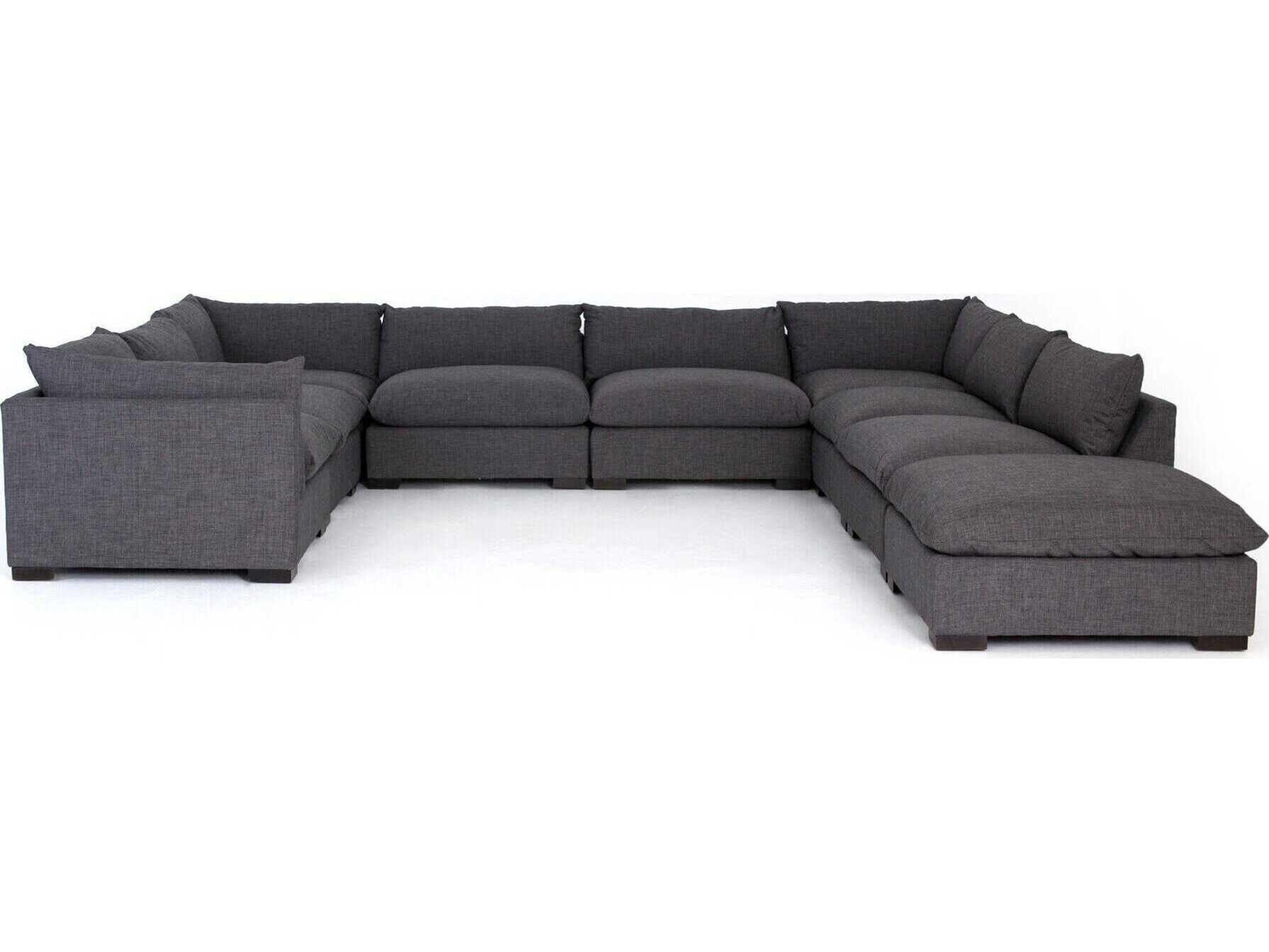Four Hands Atelier Westwood 8 - Piece Gray Upholstered Sectional Sofa with Ottoman