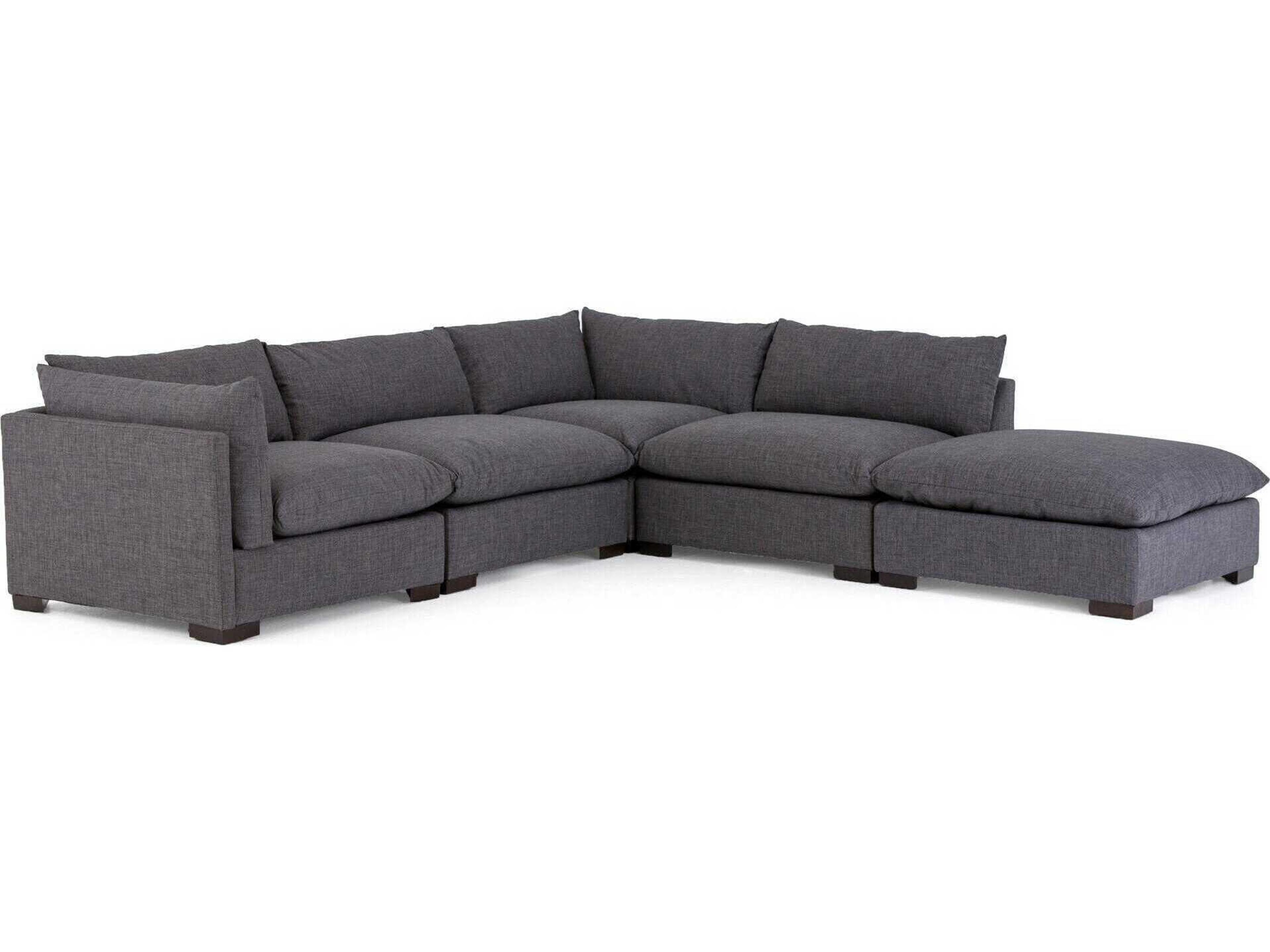 Four Hands Atelier Westwood 4 - Piece Black Upholstered Sectional Sofa with Ottoman