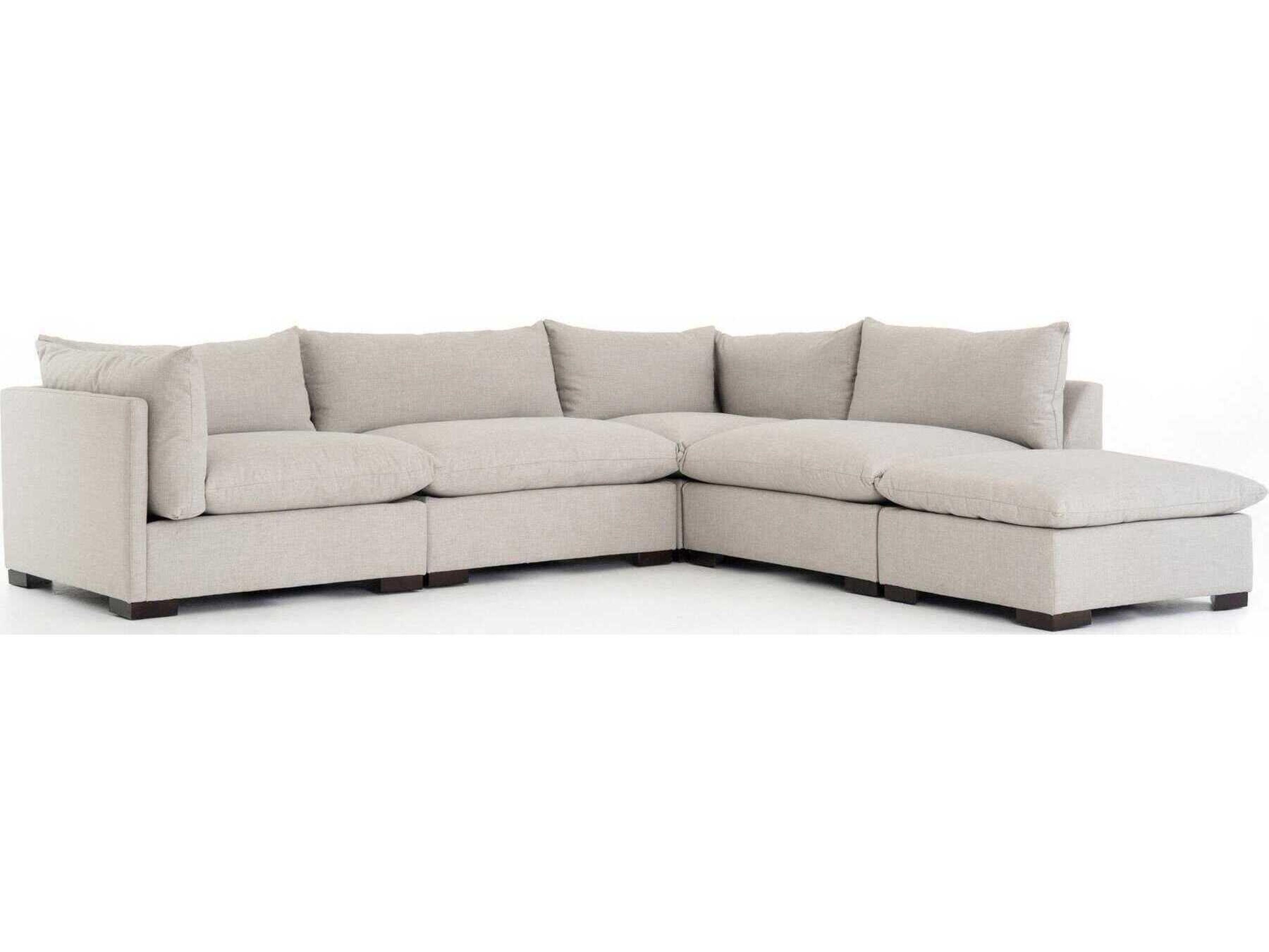 Four Hands Atelier Westwood 4 - Piece Beige Upholstered Sectional Sofa with Ottoman