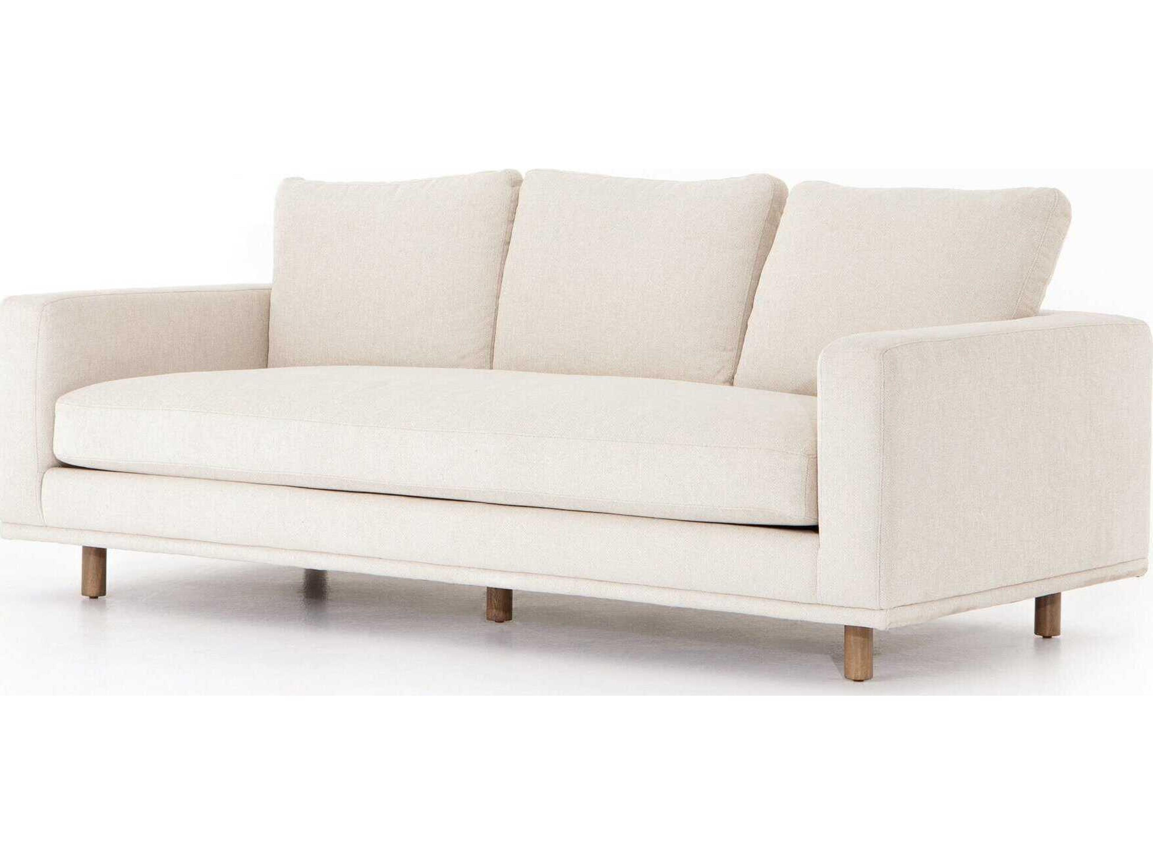 Four Hands Centrale Dom Weathered Umber Bonnell Ivory Cream Upholstered Sofa