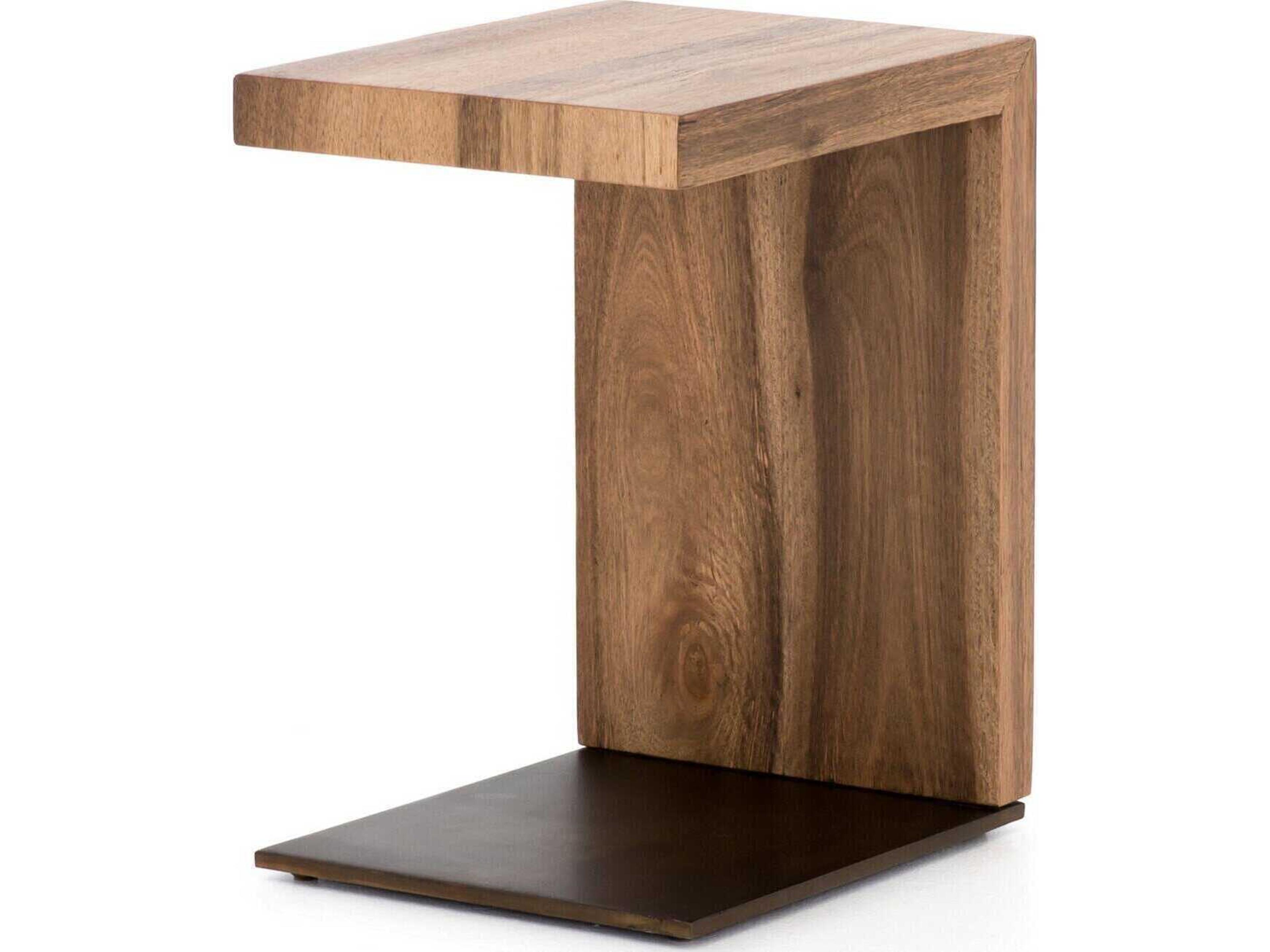 Four Hands Wesson Hudson Rectangular Wood Bronzed Iron Natural Yukas End Table