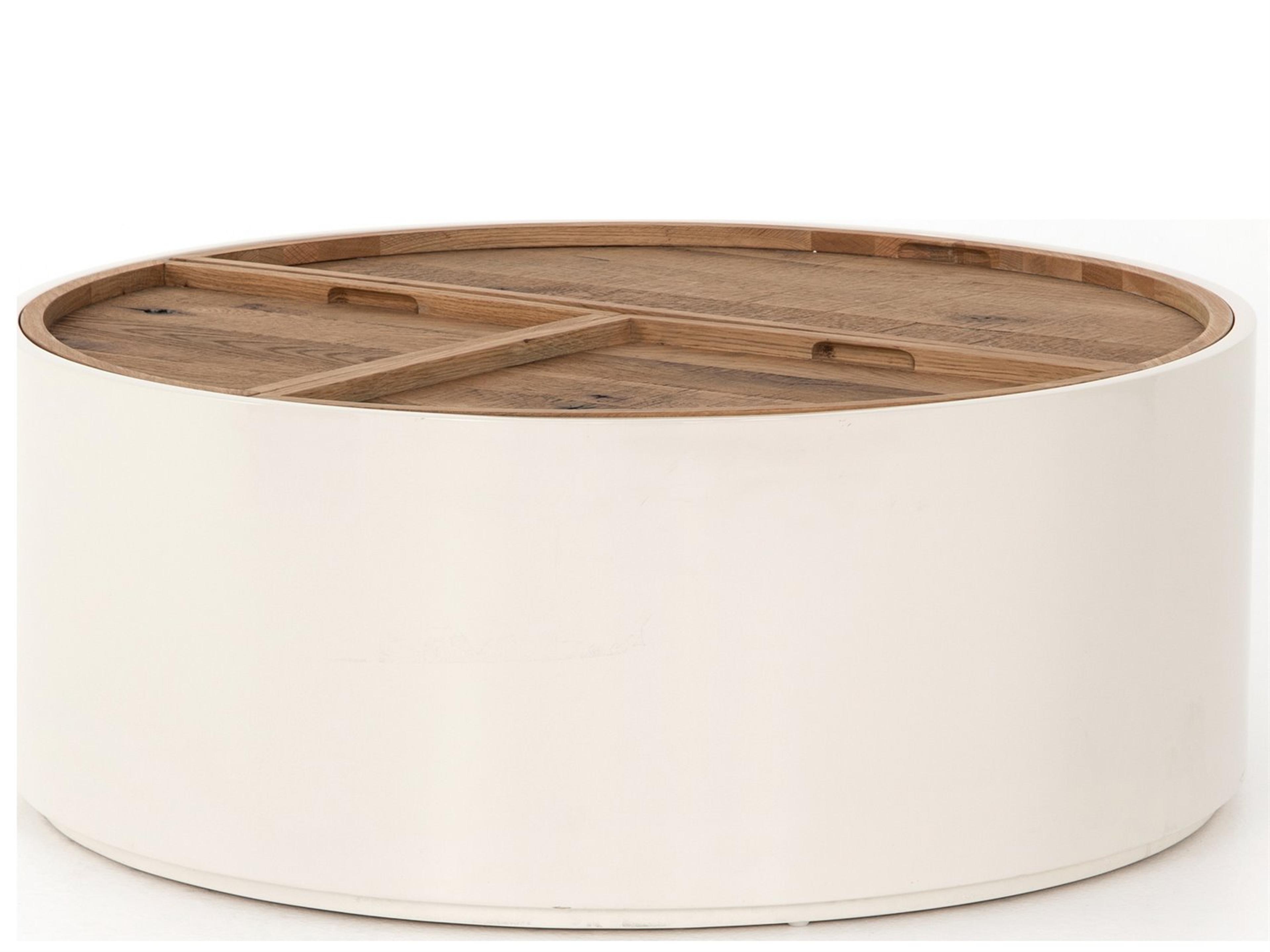 Luxecor Globetrotter Cas Round Wood Cream Lacquer Dry Oak Coffee Table