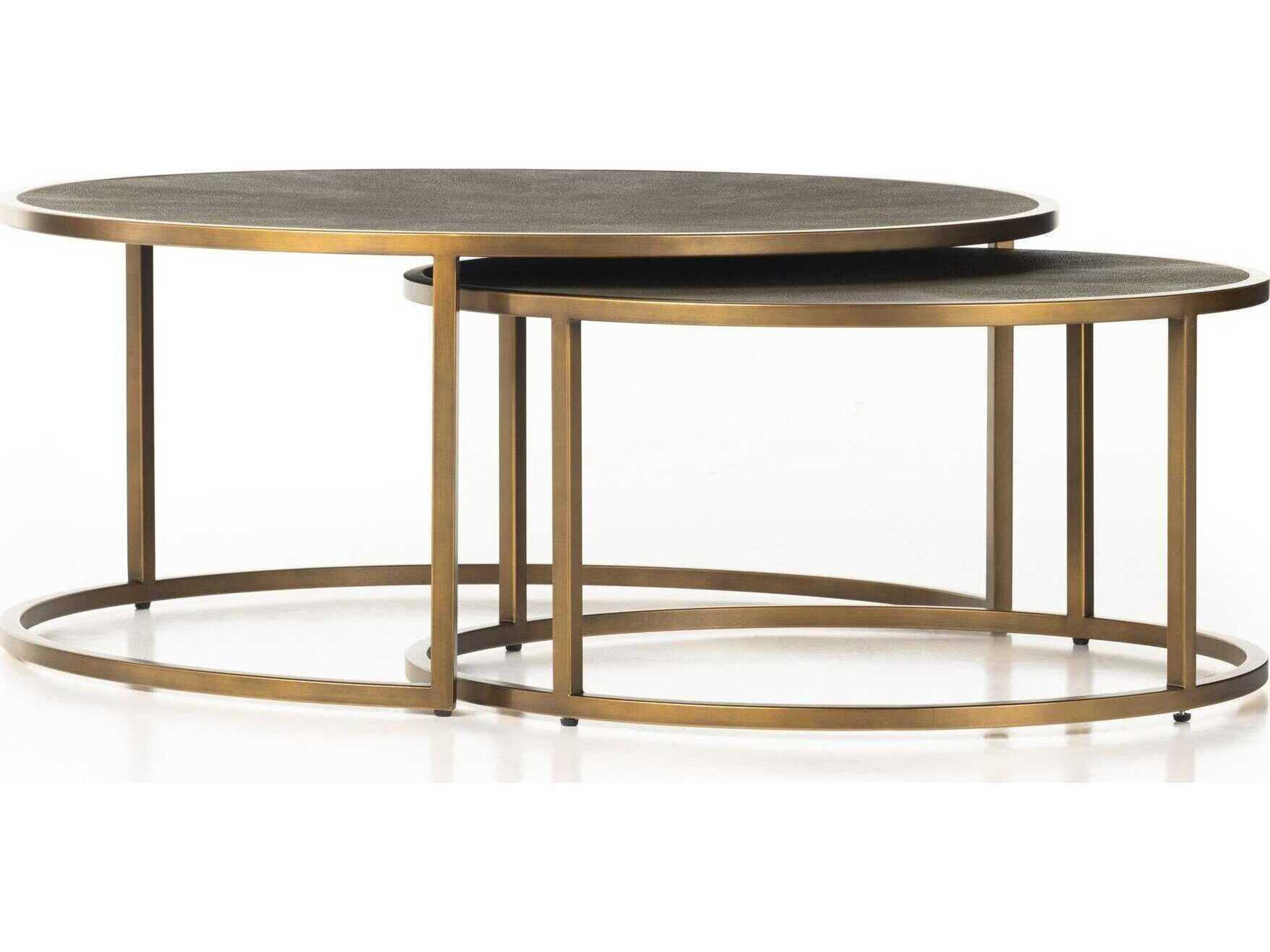 Four Hands Bentley Shagreen Brass Nesting Coffee Table