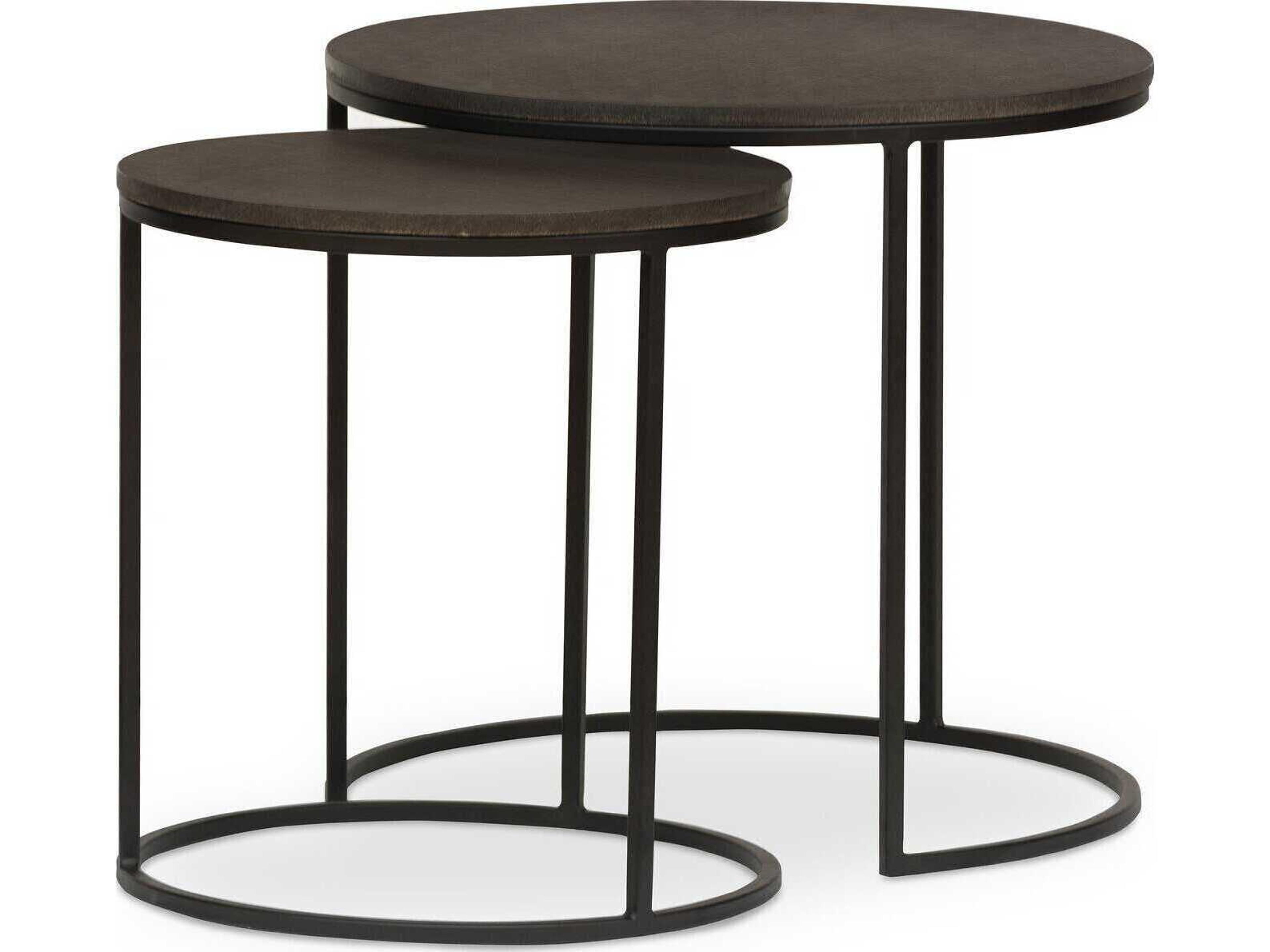 Four Hands Constantine Lavastone Nesting Round Black End Tables