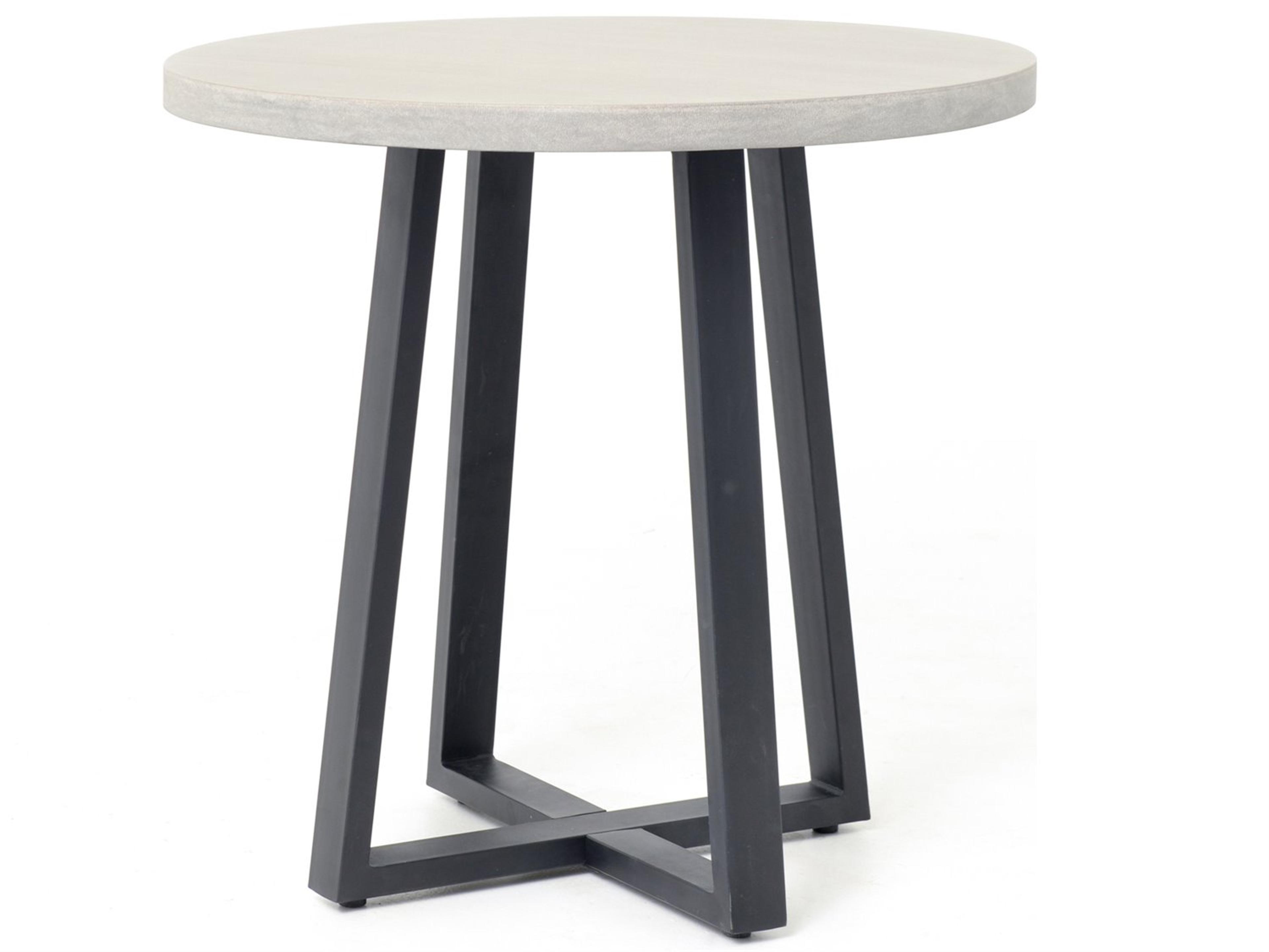 Four Hands Constantine Cyrus Round Stone Black Light Grey Dining Table