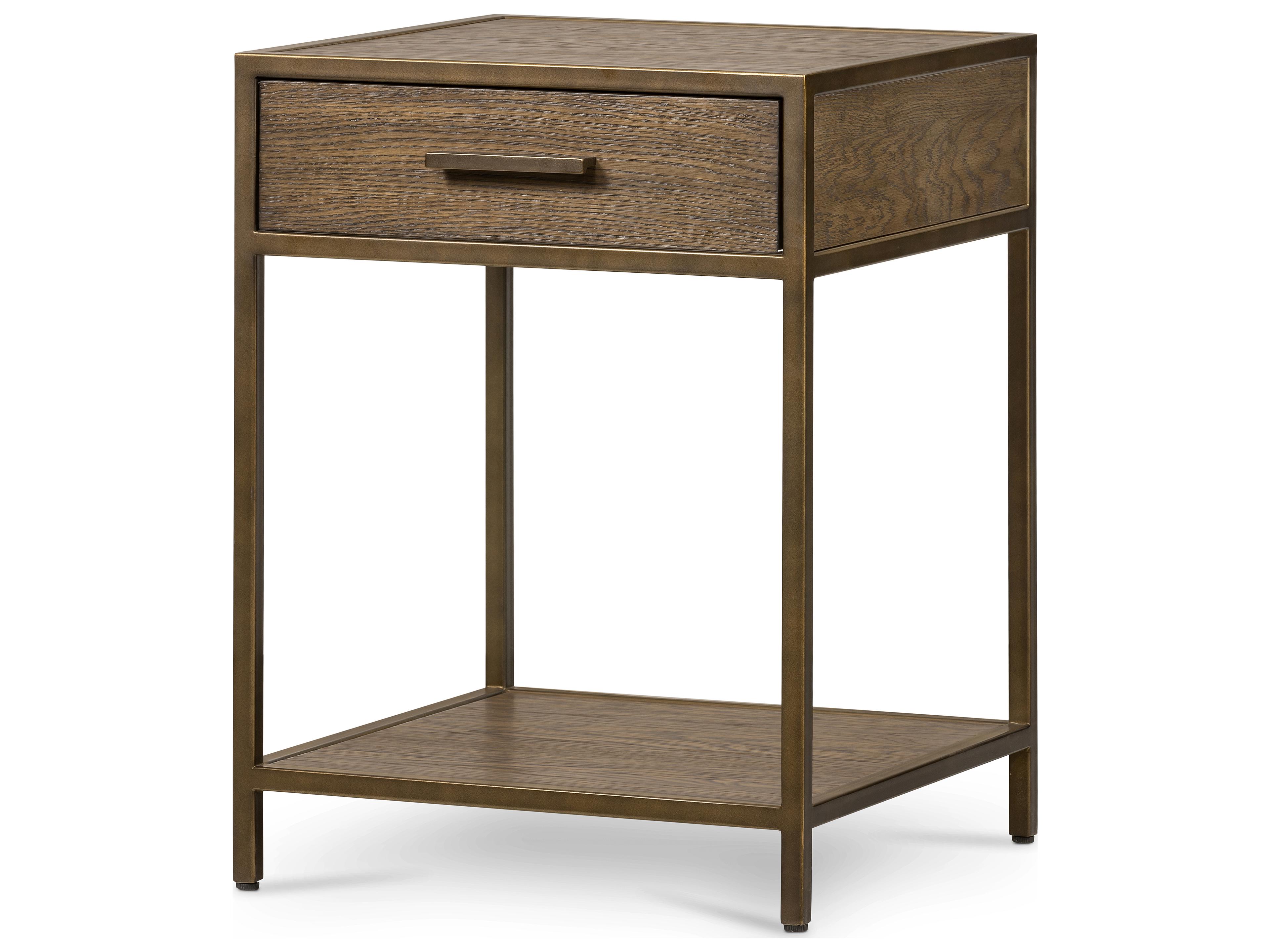 Four Hands Haiden Mason 1-Drawer Brown Oak Wood Nightstand
