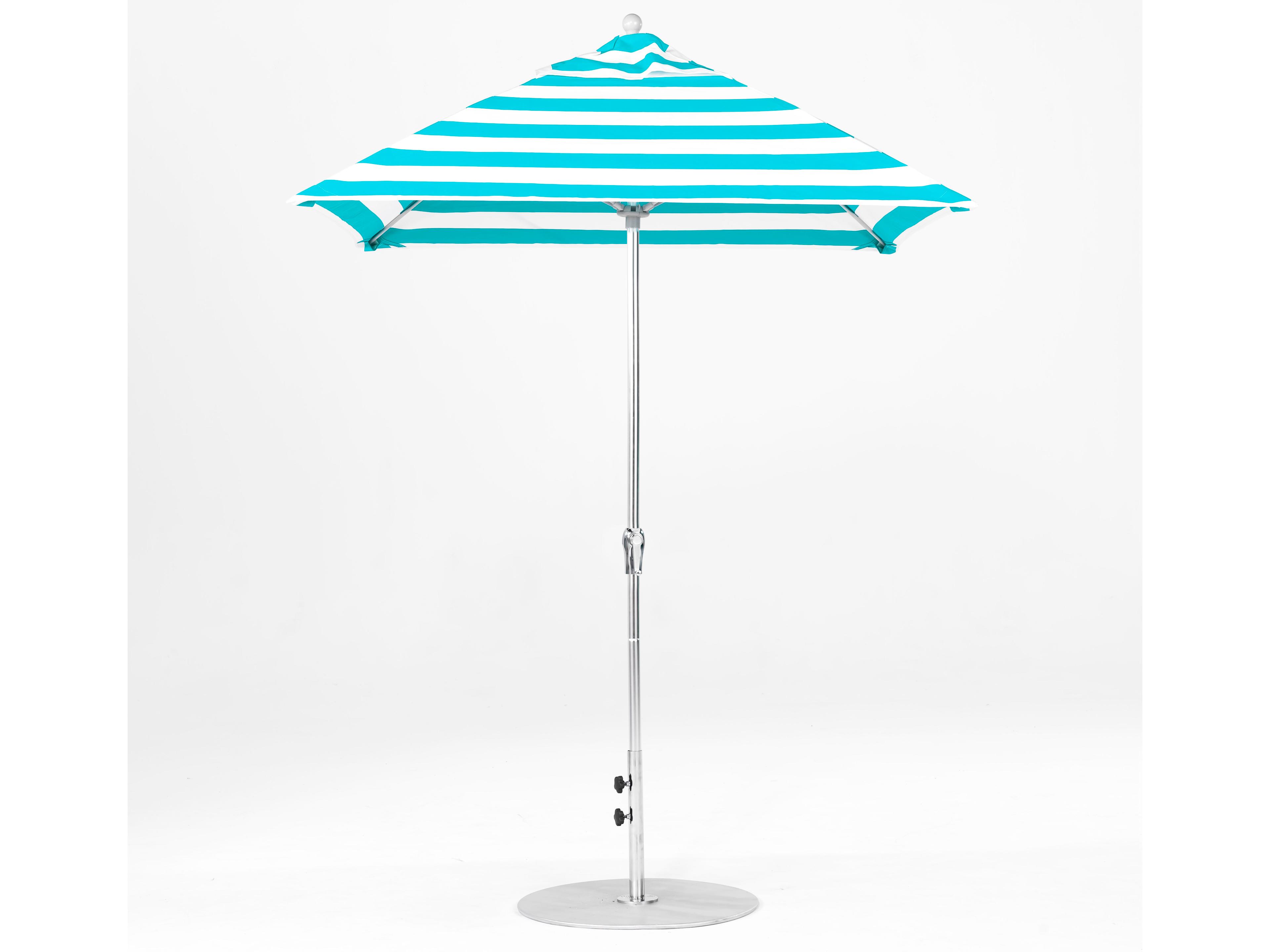 Frankford Monterey Fiberglass Market 6.5 Foot Square Crank Outdoor Patio Umbrella - Special Order Striped Fabric