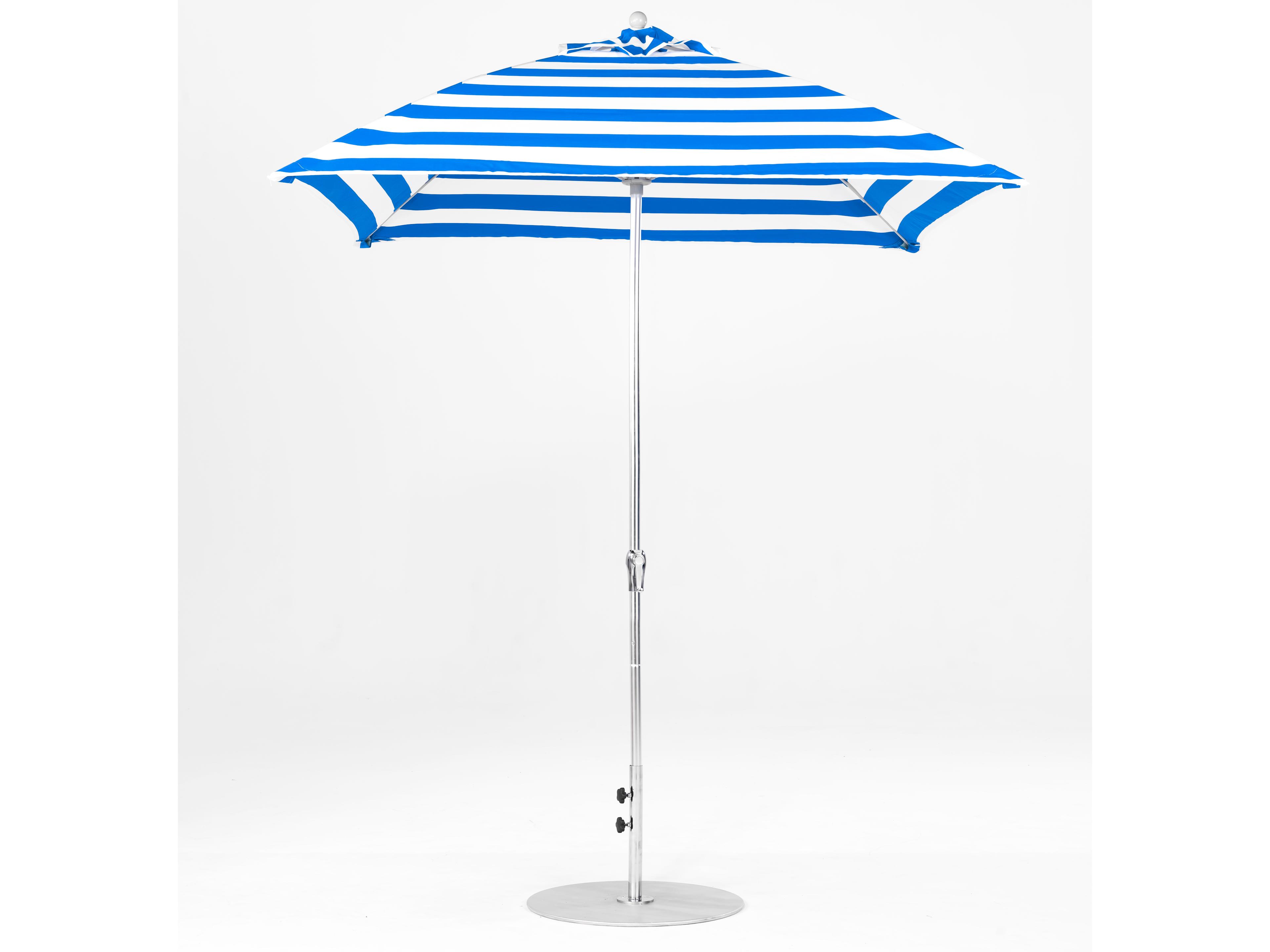 Frankford Monterey Fiberglass Market 7.5 Foot Square Crank Outdoor Patio Umbrella - Special Order Striped Fabric