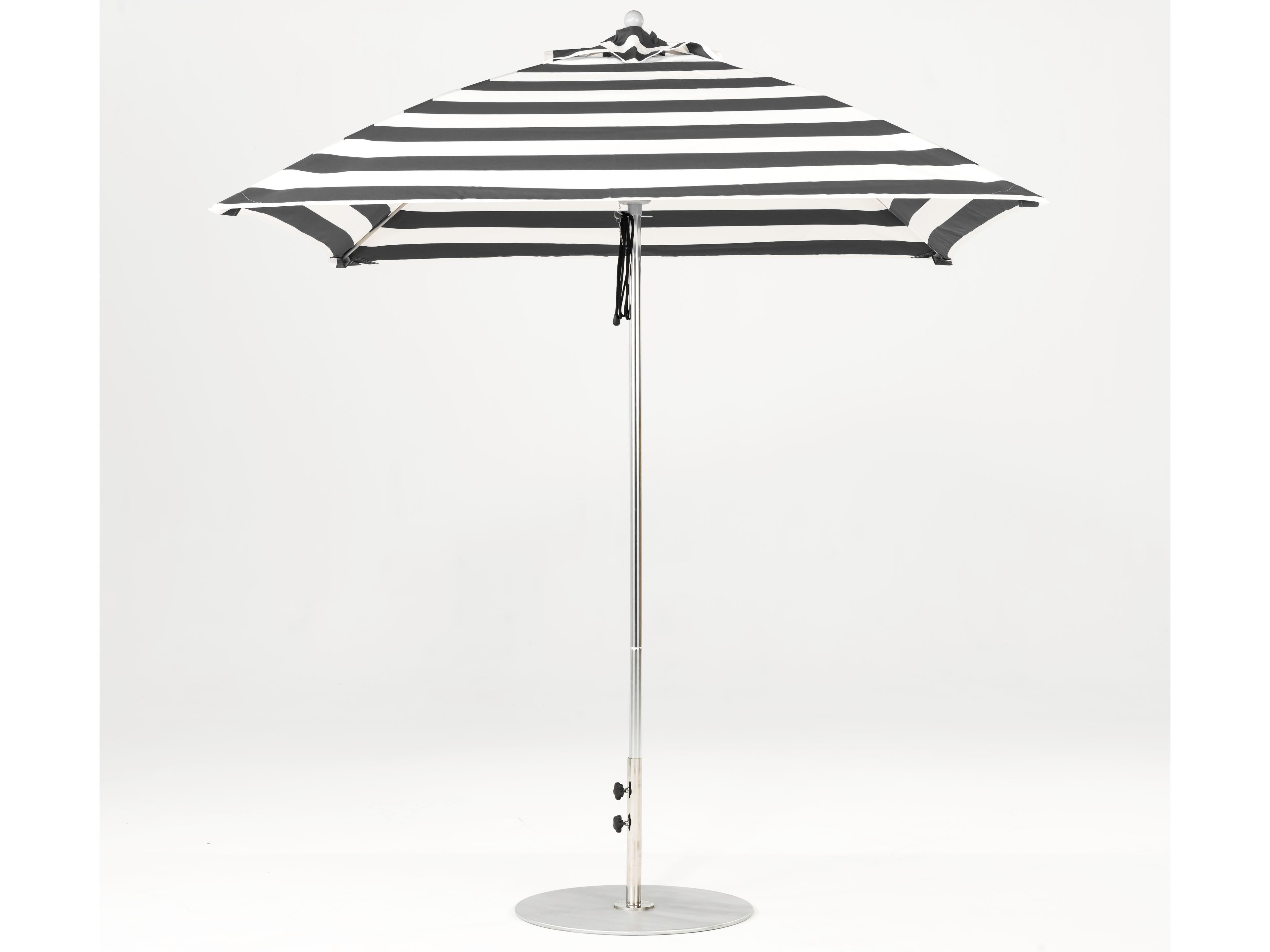 Frankford Monterey Fiberglass Market 7.5 Foot Square Pulley Lift Outdoor Patio Umbrella - Special Order Striped Fabric