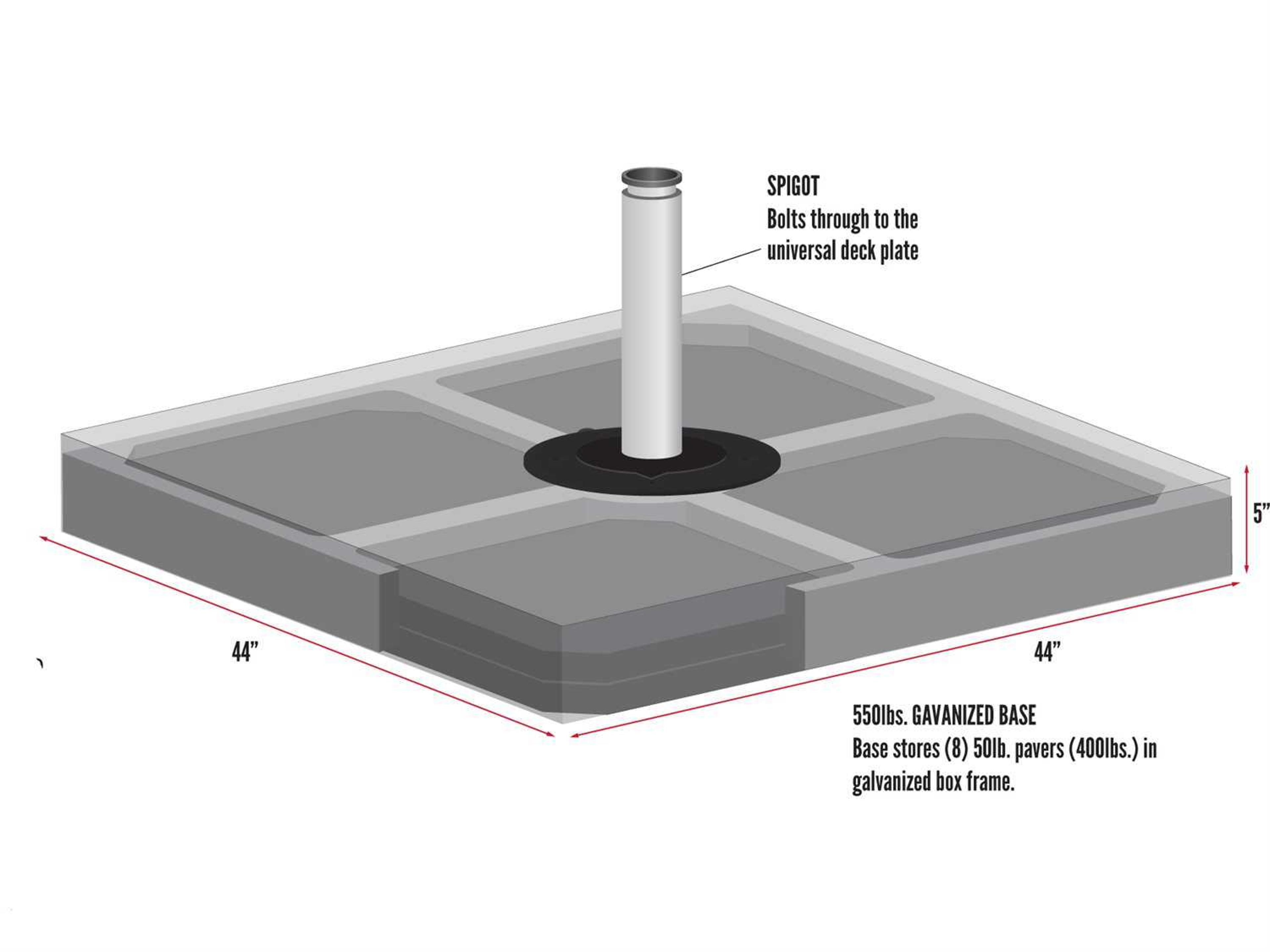 Frankford Galvanized Steel Matte Silver 45 Foot Square 150lbs Base
