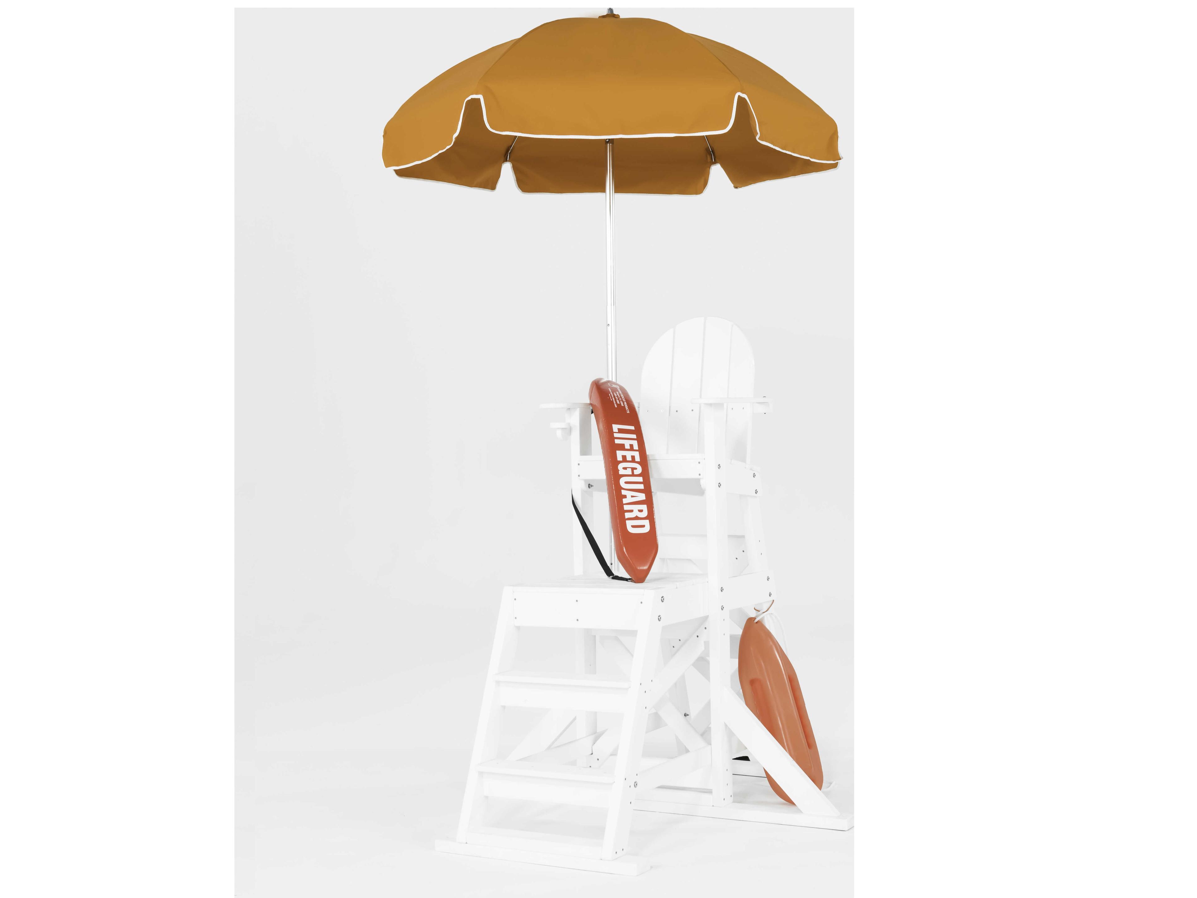 Frankford Lifeguard Custom Aluminum Silver Anodized 6.5 Foot Hexagon Manual Lift Outdoor Umbrella - Steel Ribs