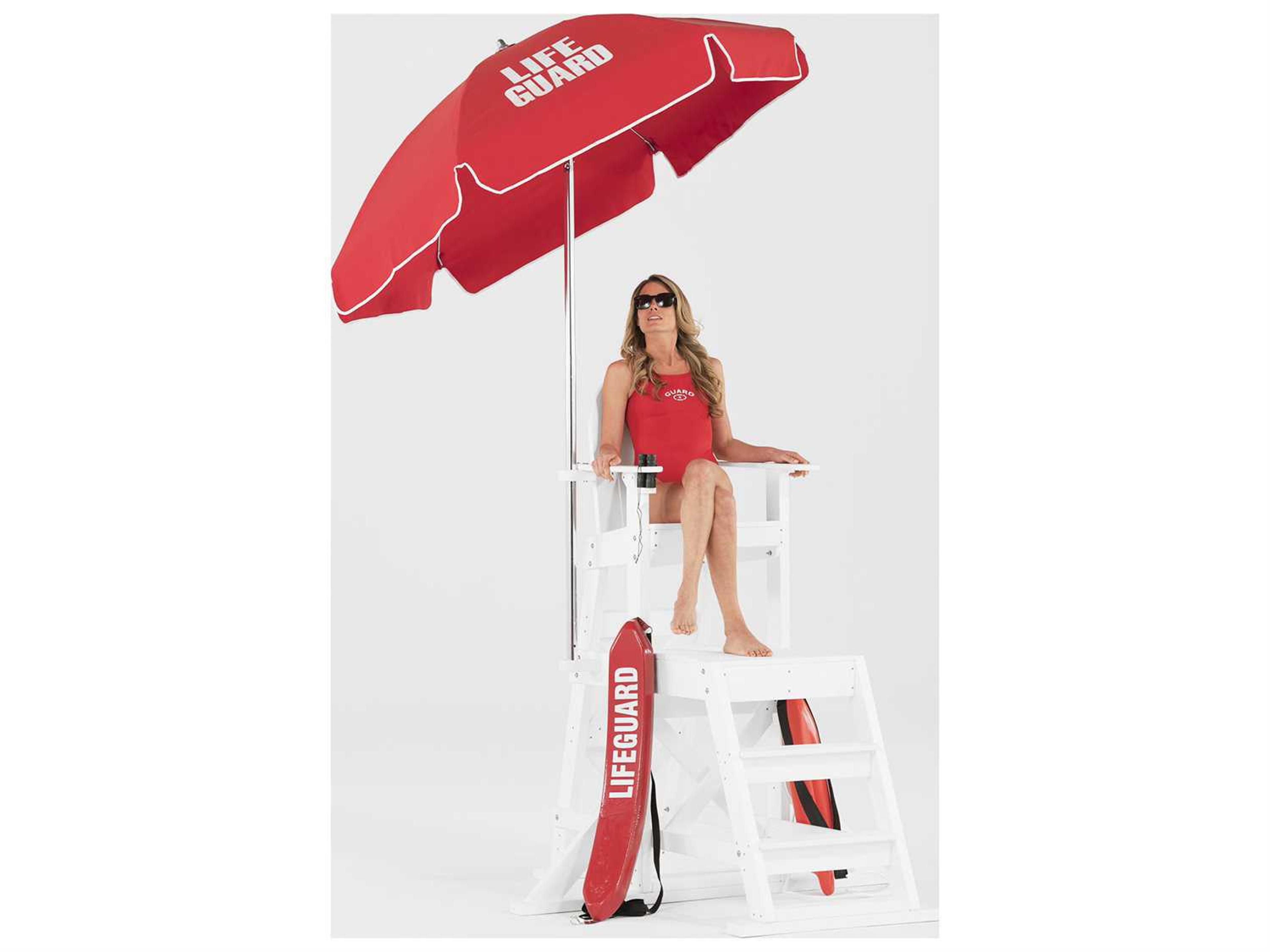Frankford Quick Ship Lifeguard Aluminum 6.5 Foot Hexagon Manual Tilt Patio Umbrella - Steel Ribs