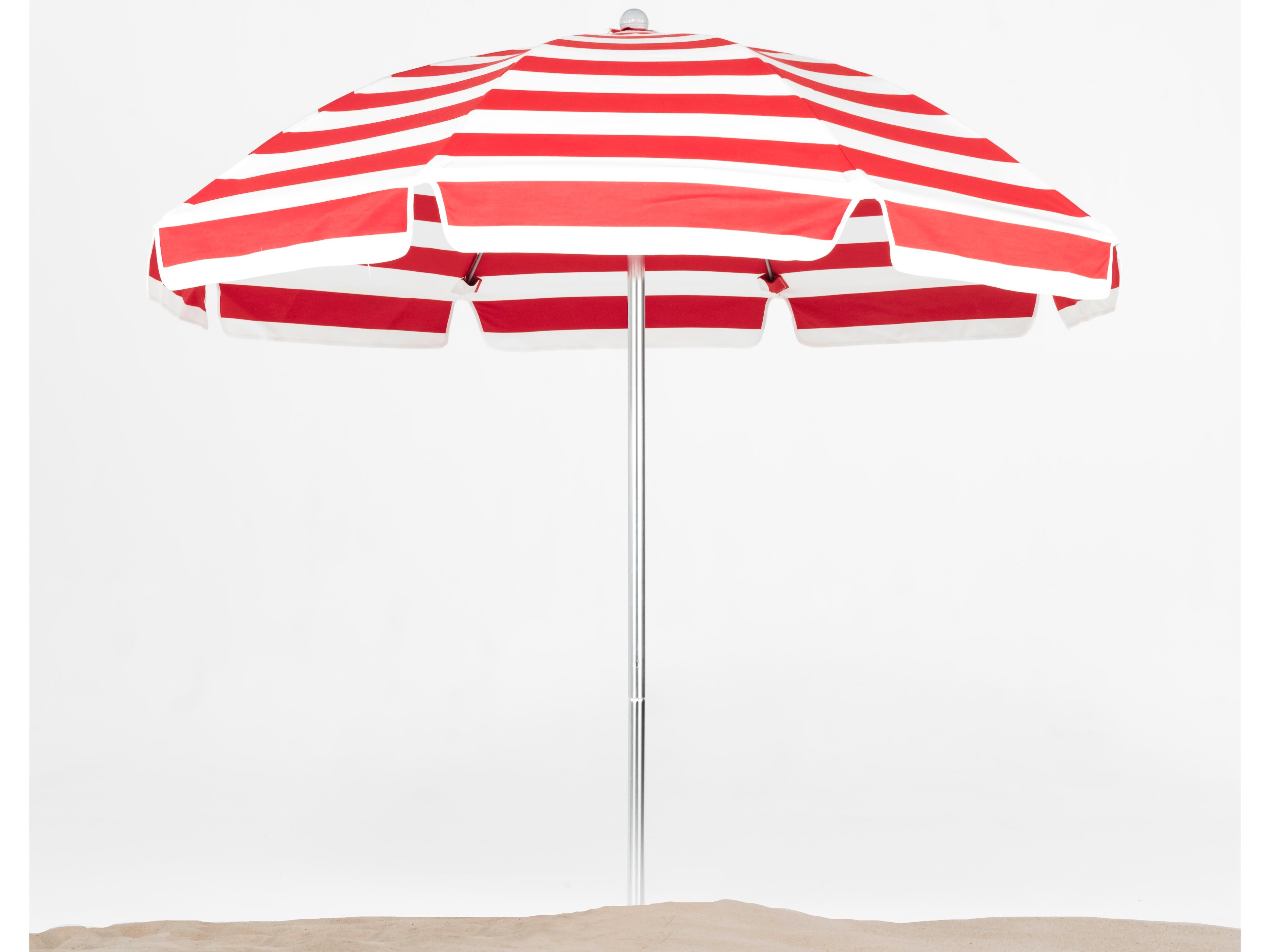 Frankford Avalon Fiberglass Beach 7.5 Foot Octagon Manual Lift Outdoor Umbrella - Special Order Striped Fabric