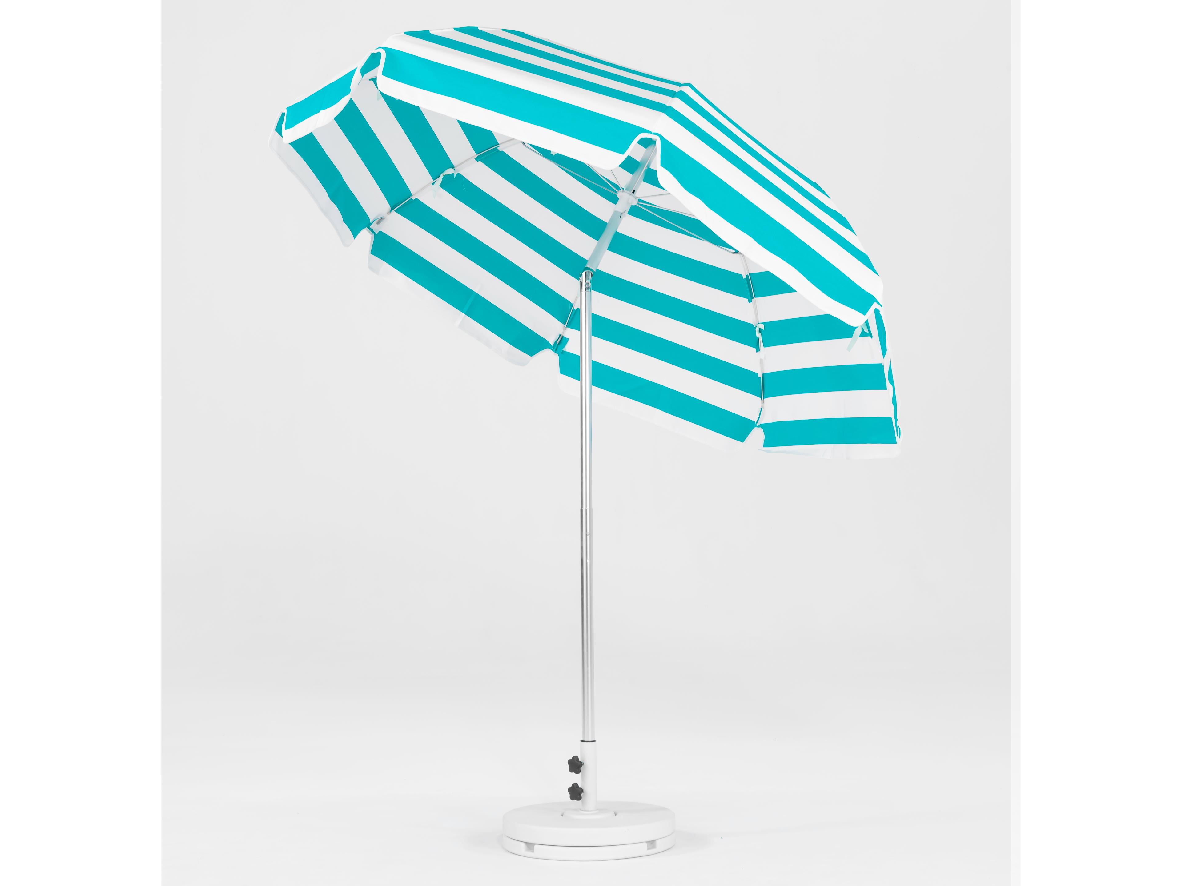 Frankford Laurel Steel Silver Anodized 7.5 Foot Octagon Auto Tilt Outdoor Umbrella - Special Order Striped Fabric