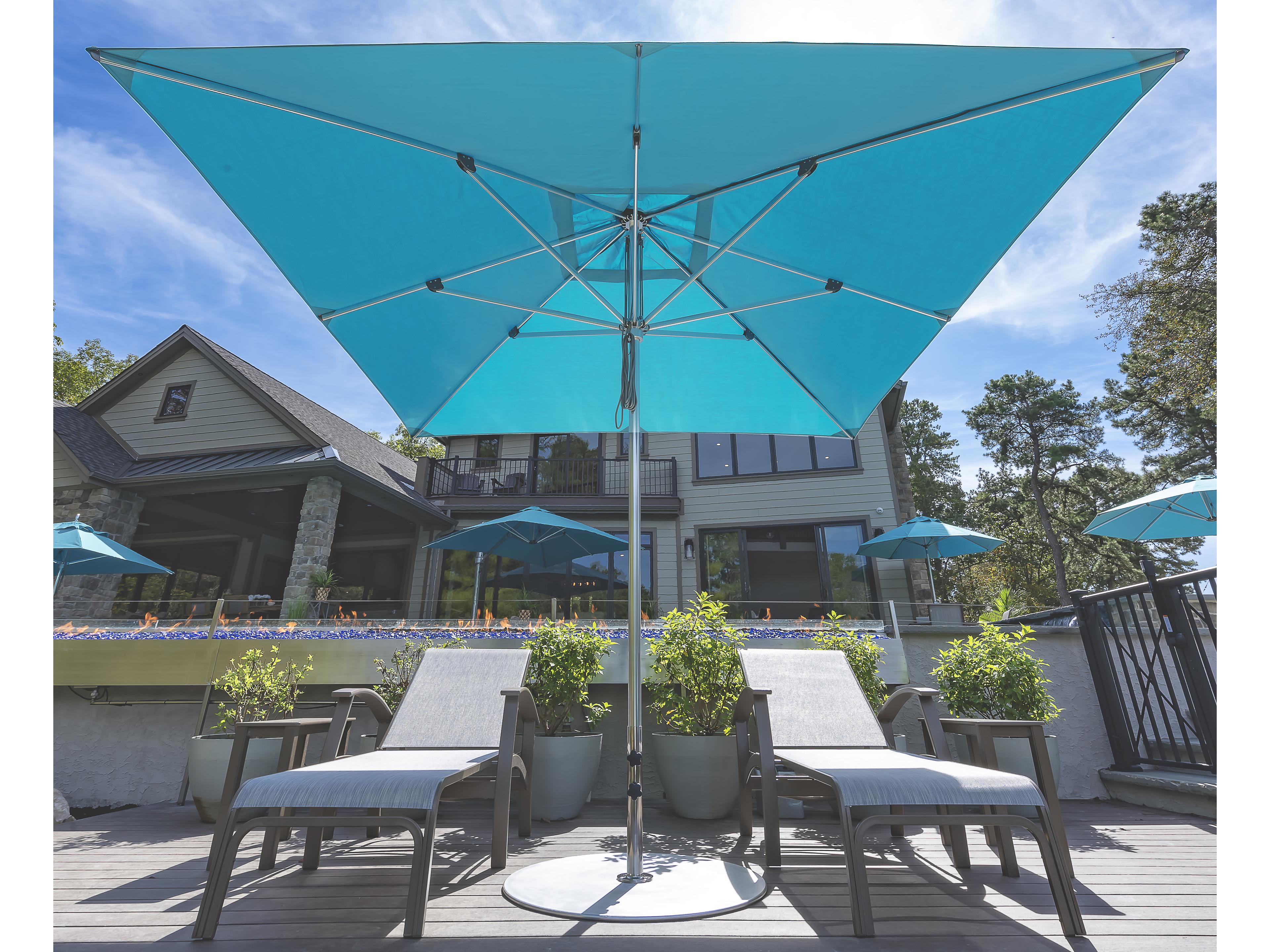 Frankford G-Series Aluminum Market Silver Anodized 10 Foot Square Double Pulley Lift Outdoor Umbrella
