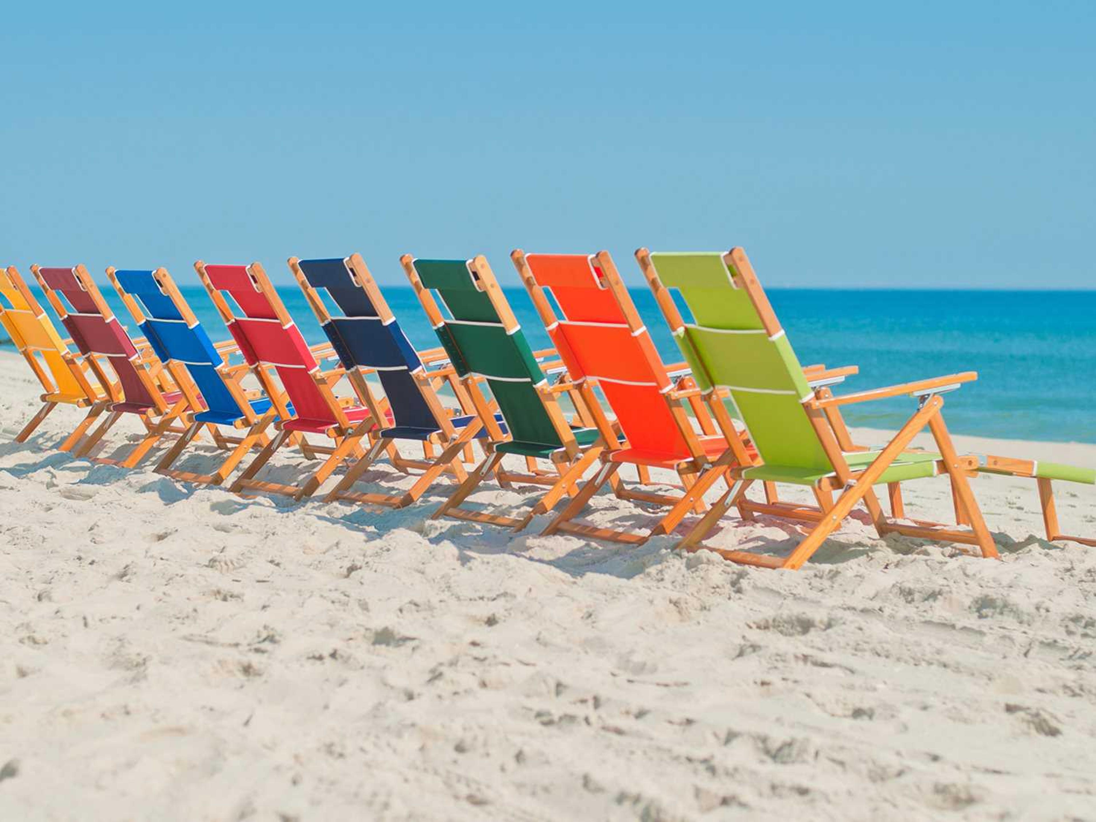 Frankford Umbrellas Oak Wood Beach Chairs Sling Patio Lounge Set