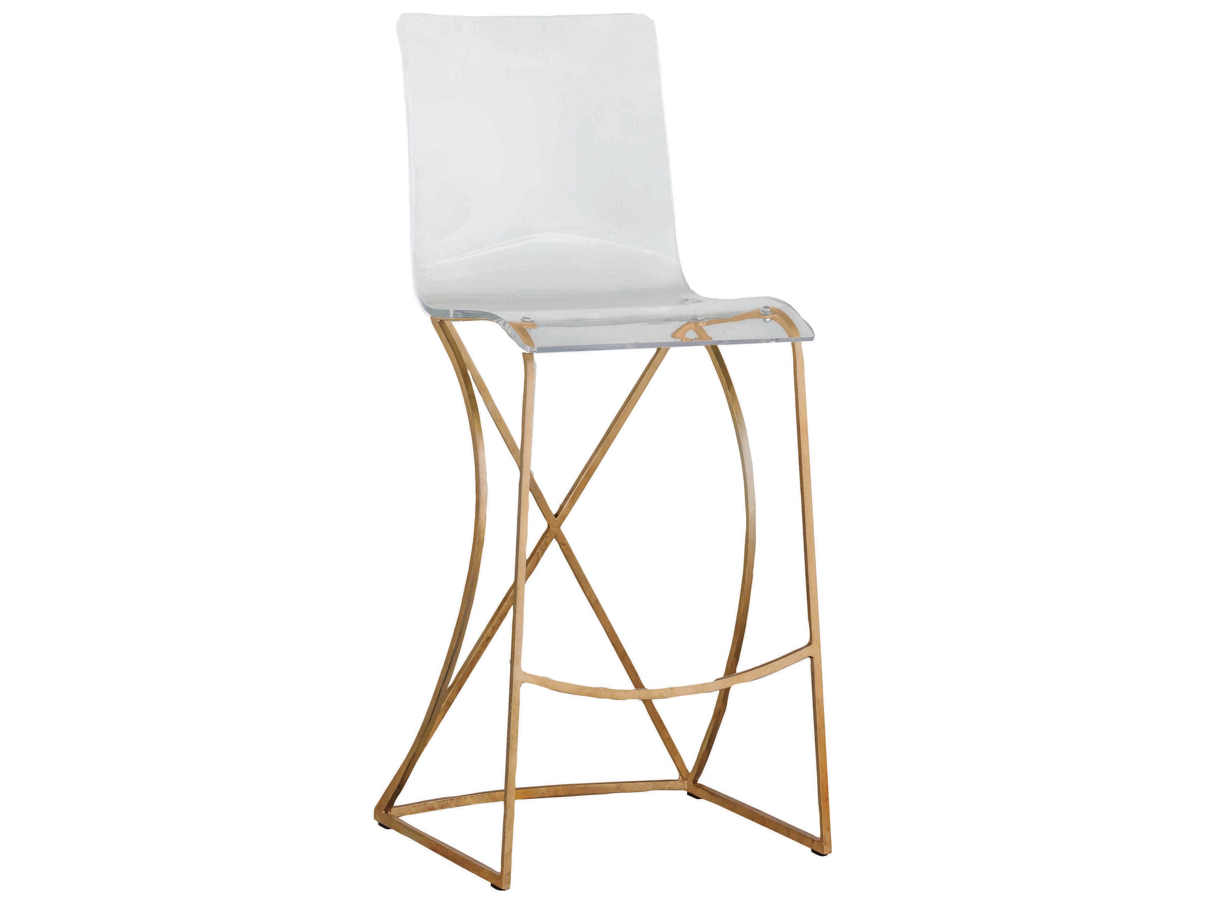 Gabby Johnson Antique Gold & Clear Acrylic Bar Stool