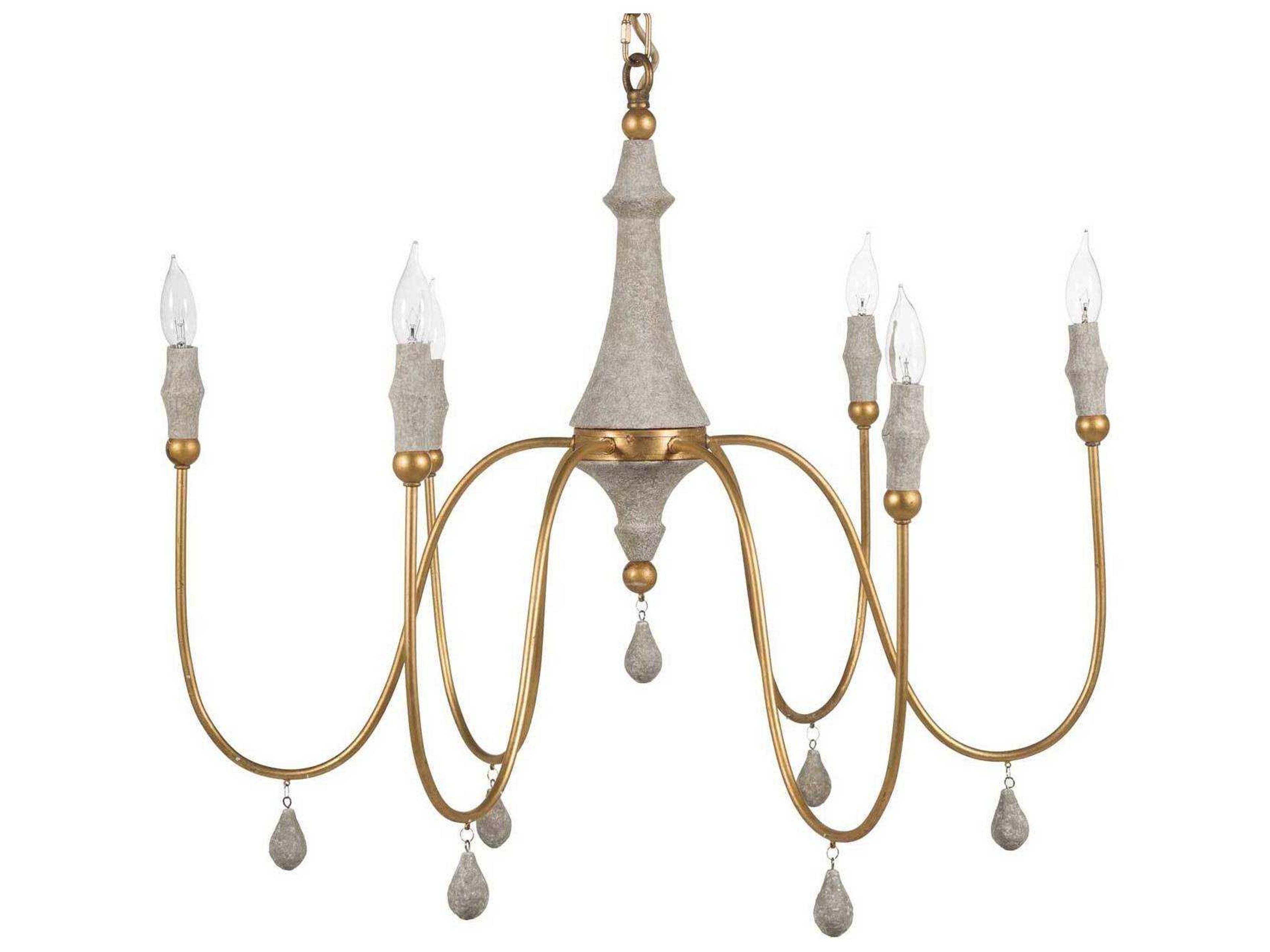 Gabby Clay 6-Light Vintage Gold Gray Candelabra Chandelier