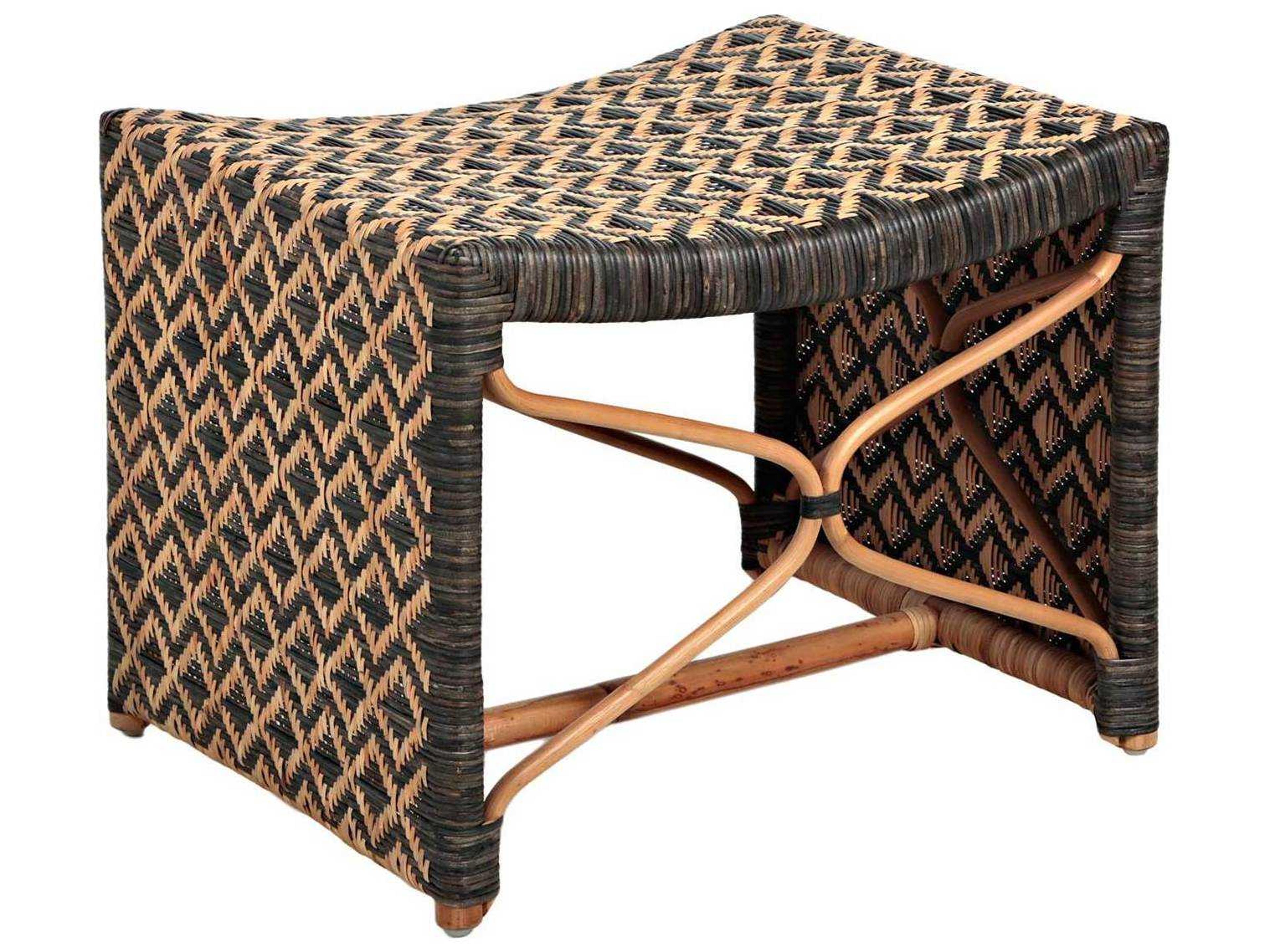Gabby Bennet Black Natural Rattan Brown Accent Stool
