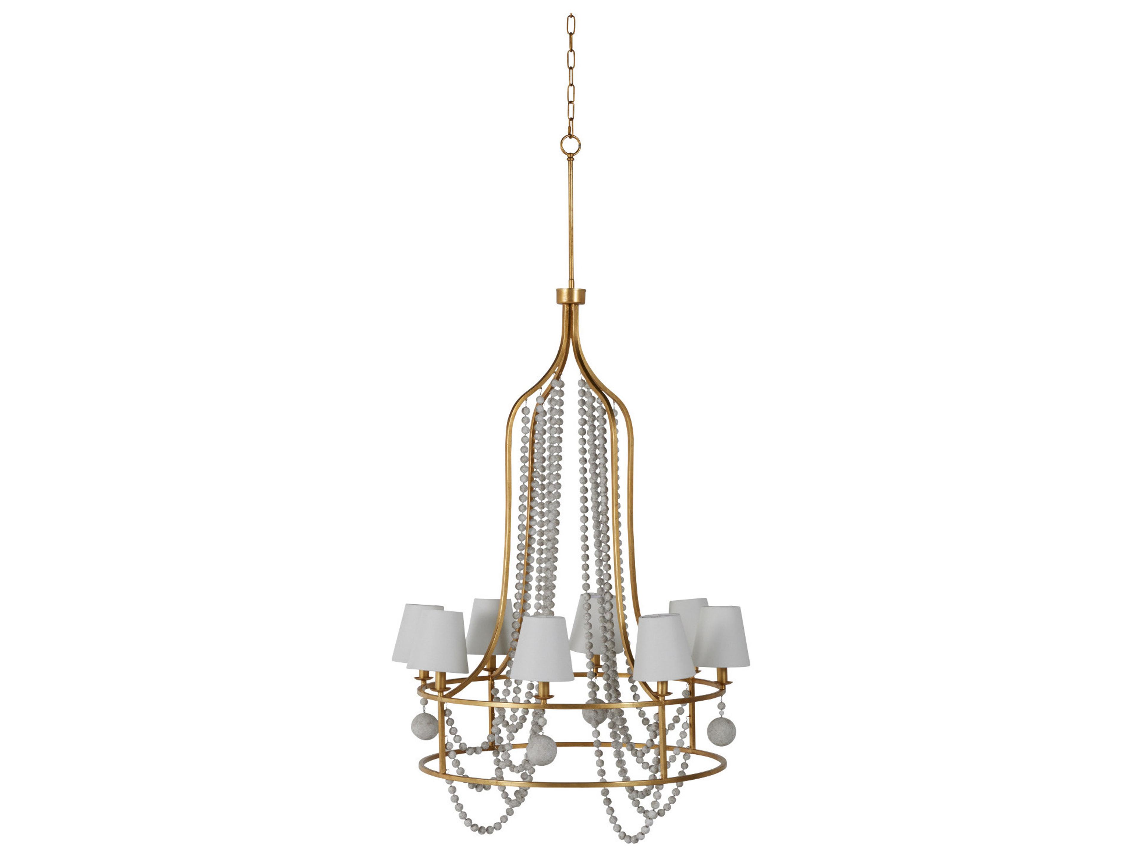 Gabby Neville Distressed Ivory Gold Candelabra Tiered Chandelier