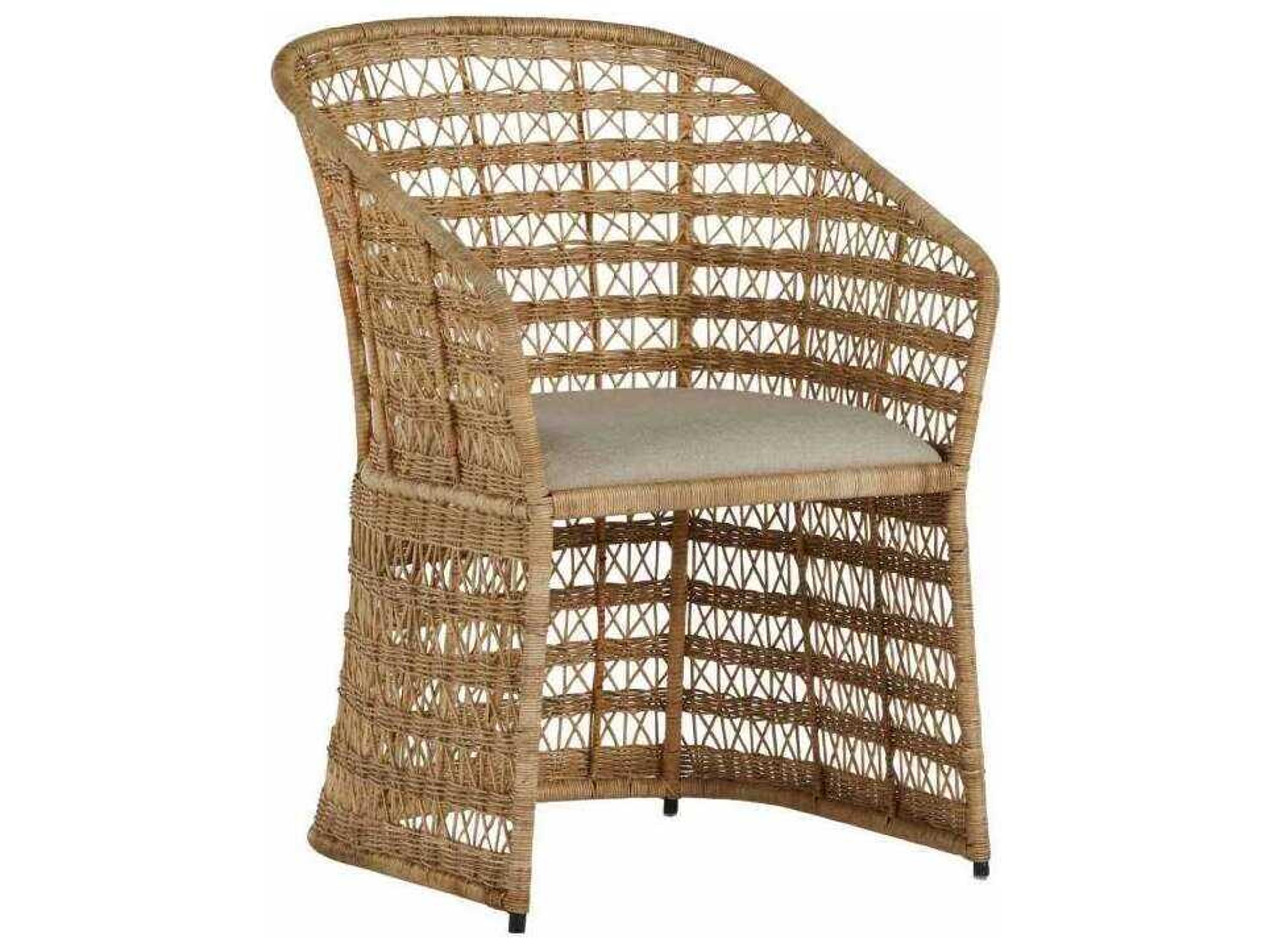 Gabby Libby Rattan Natural Upholstered Arm Dining Chair