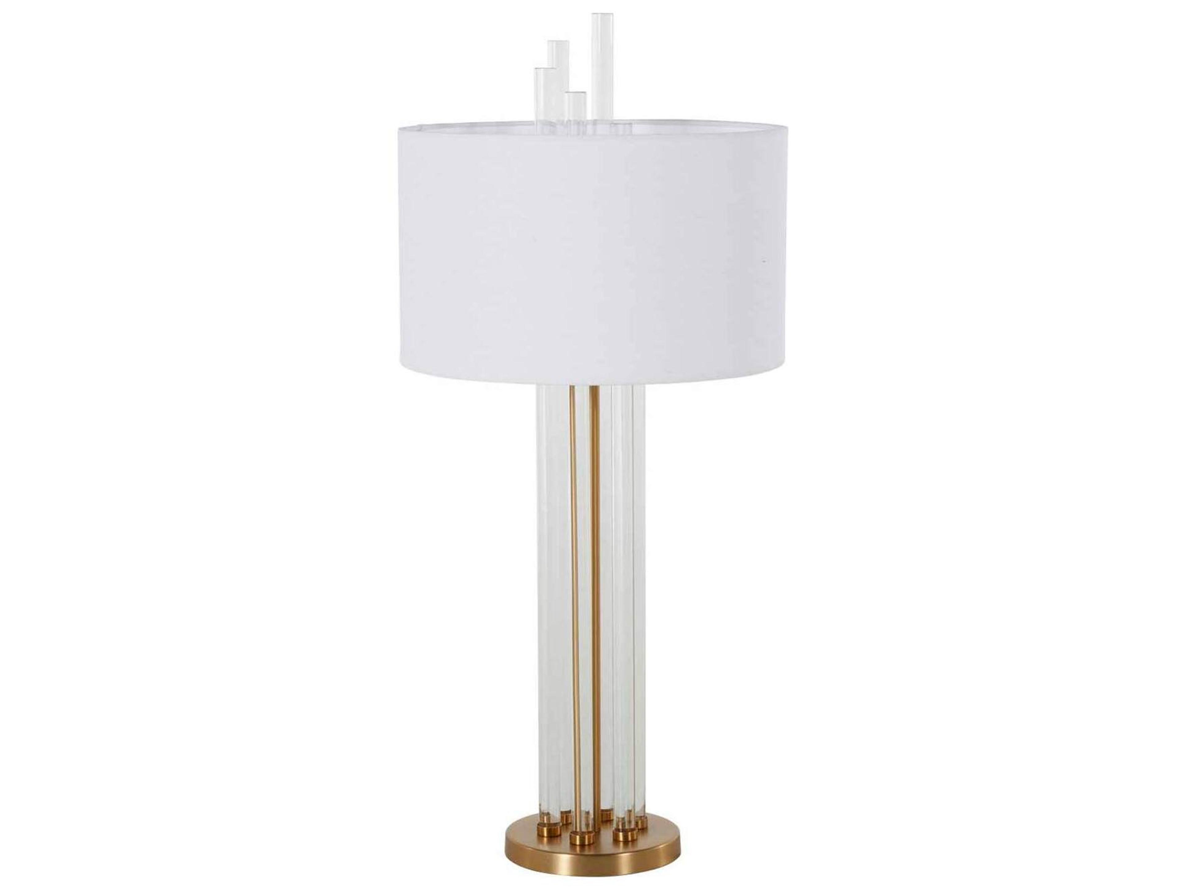 Gabby Merna Antique Brass White Linen Buffet Lamp