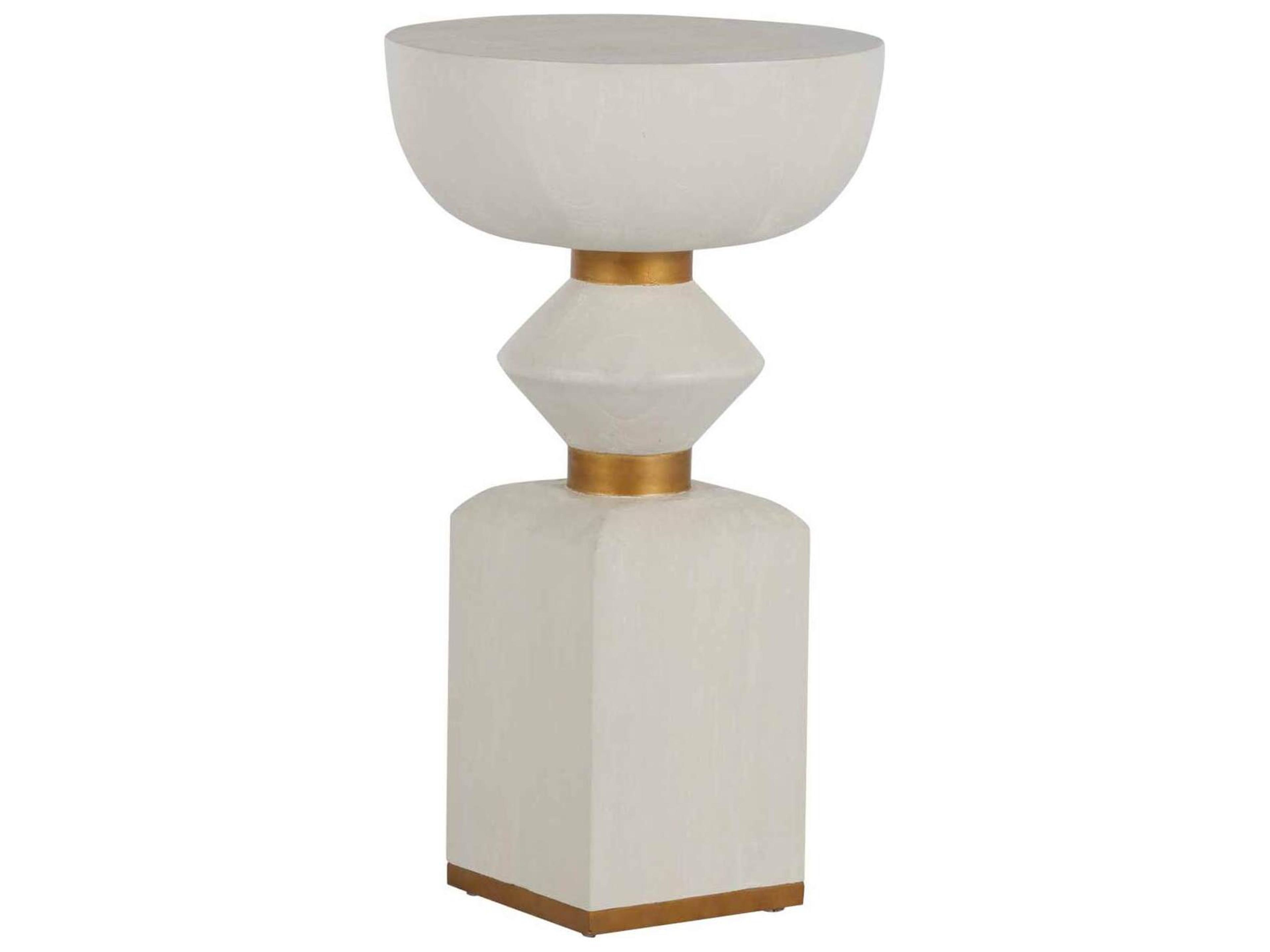 Gabby Norris Round Wood Cerused White Drinking Table