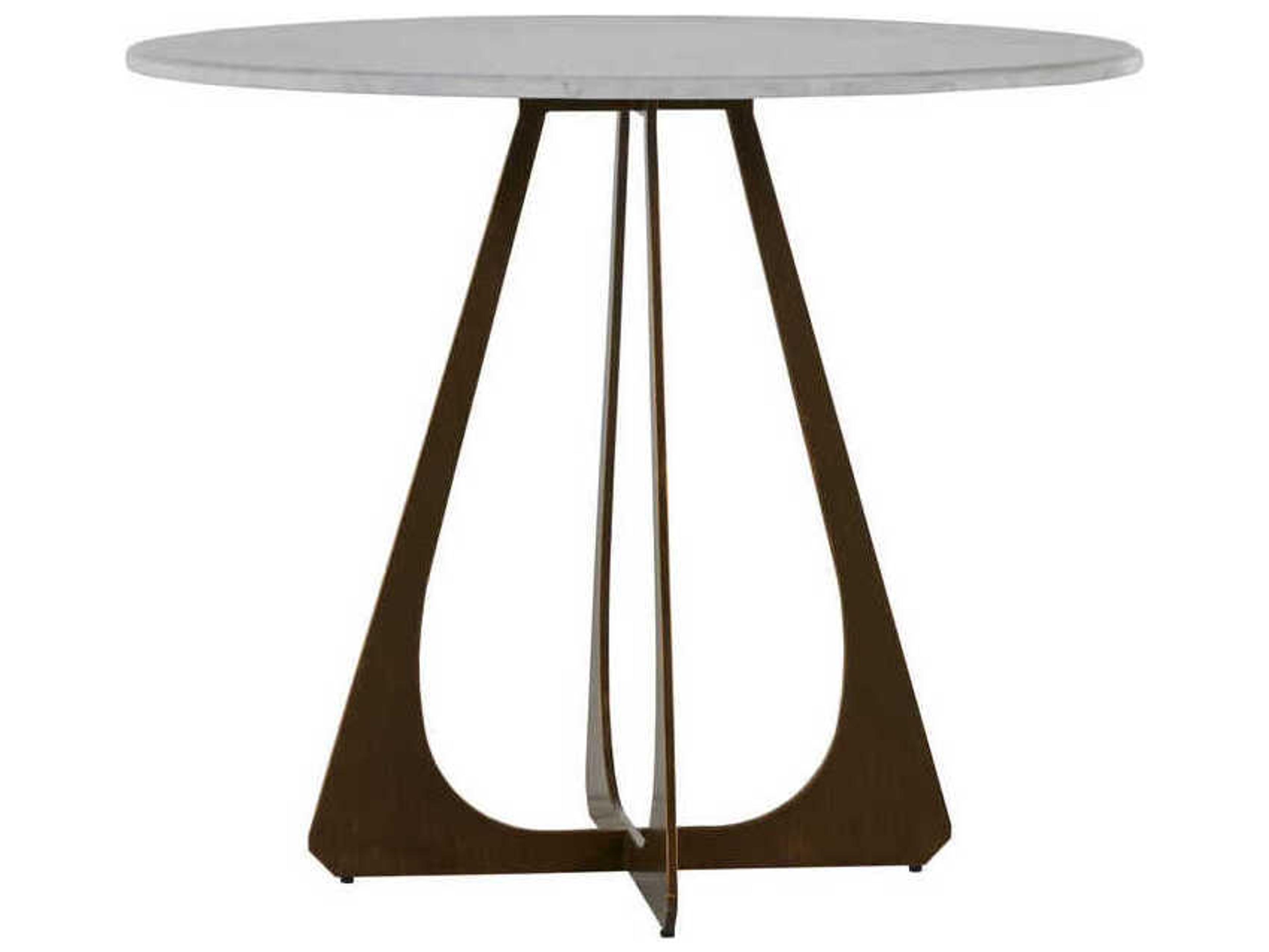 Gabby Drayton Brushed Copper Jazzy White Marble Round Bistro Table